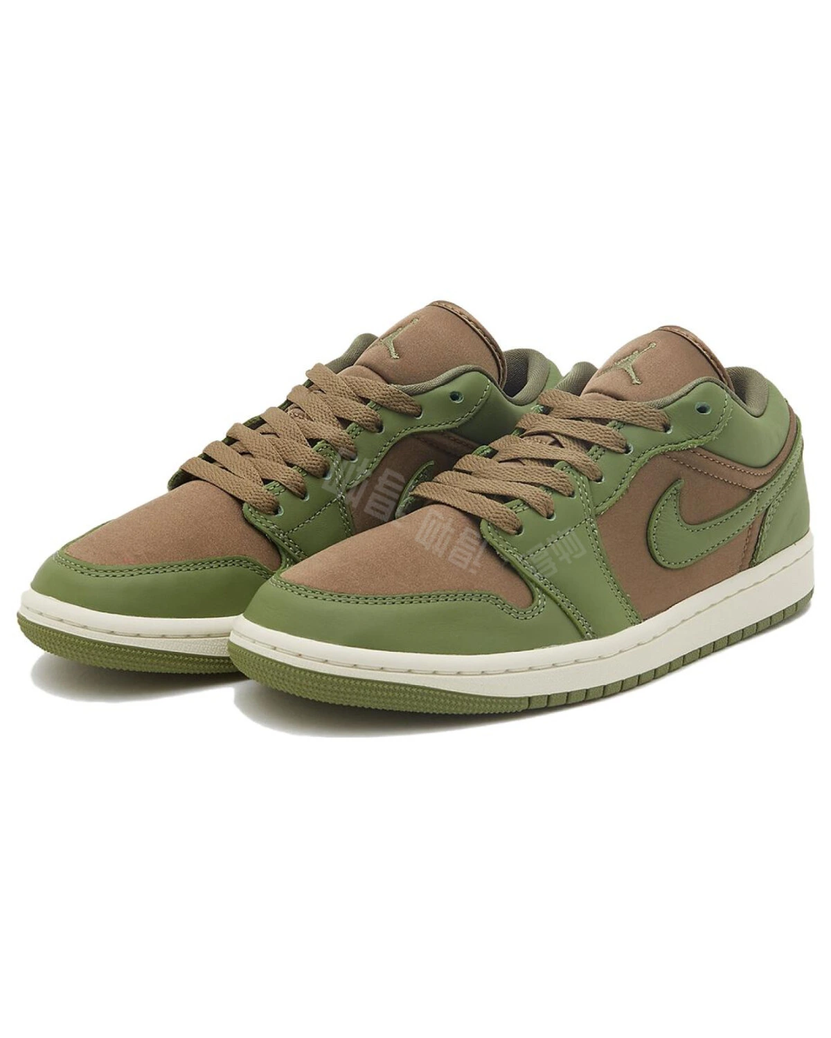 Jordan Air Jordan 1 женские кроссовки из ткани зелёно-коричневые картинка