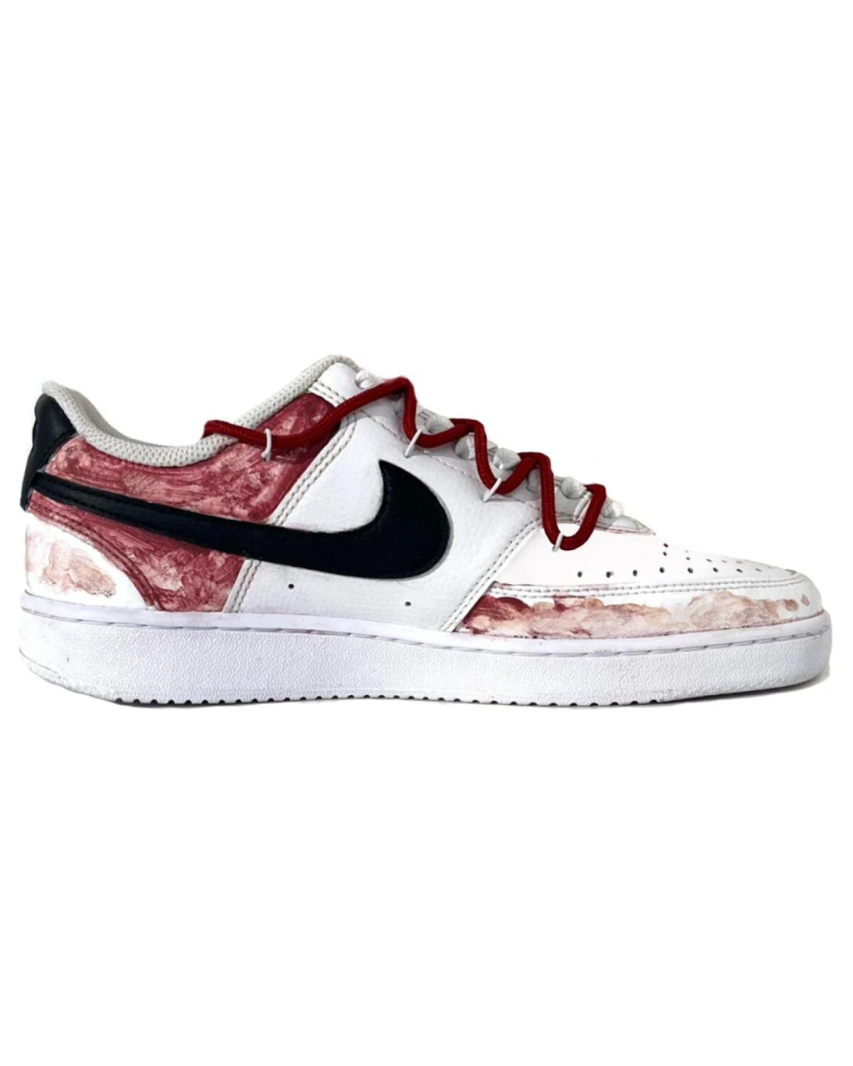 Nike Court Vision 1 Low мужские кроссовки черно-красно-белые с амортизацией картинка
