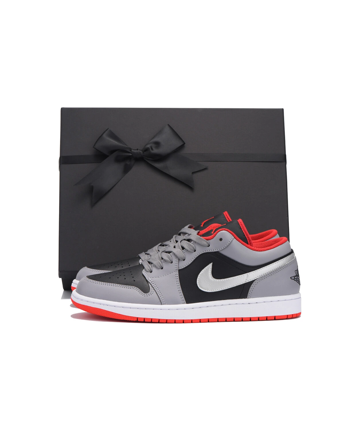 Jordan Air Jordan 1 мужские спортивные кроссовки из натуральной кожи черно-серо-красные картинка