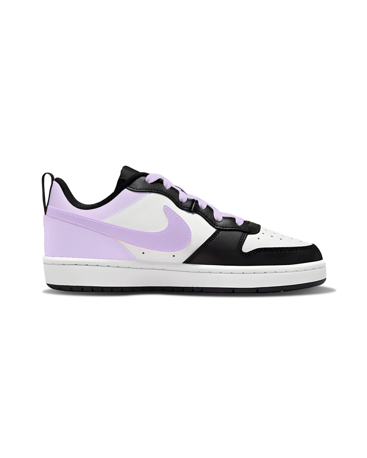 Nike Court Borough Low 2 детские кроссовки кожаные черно-фиолетовые картинка