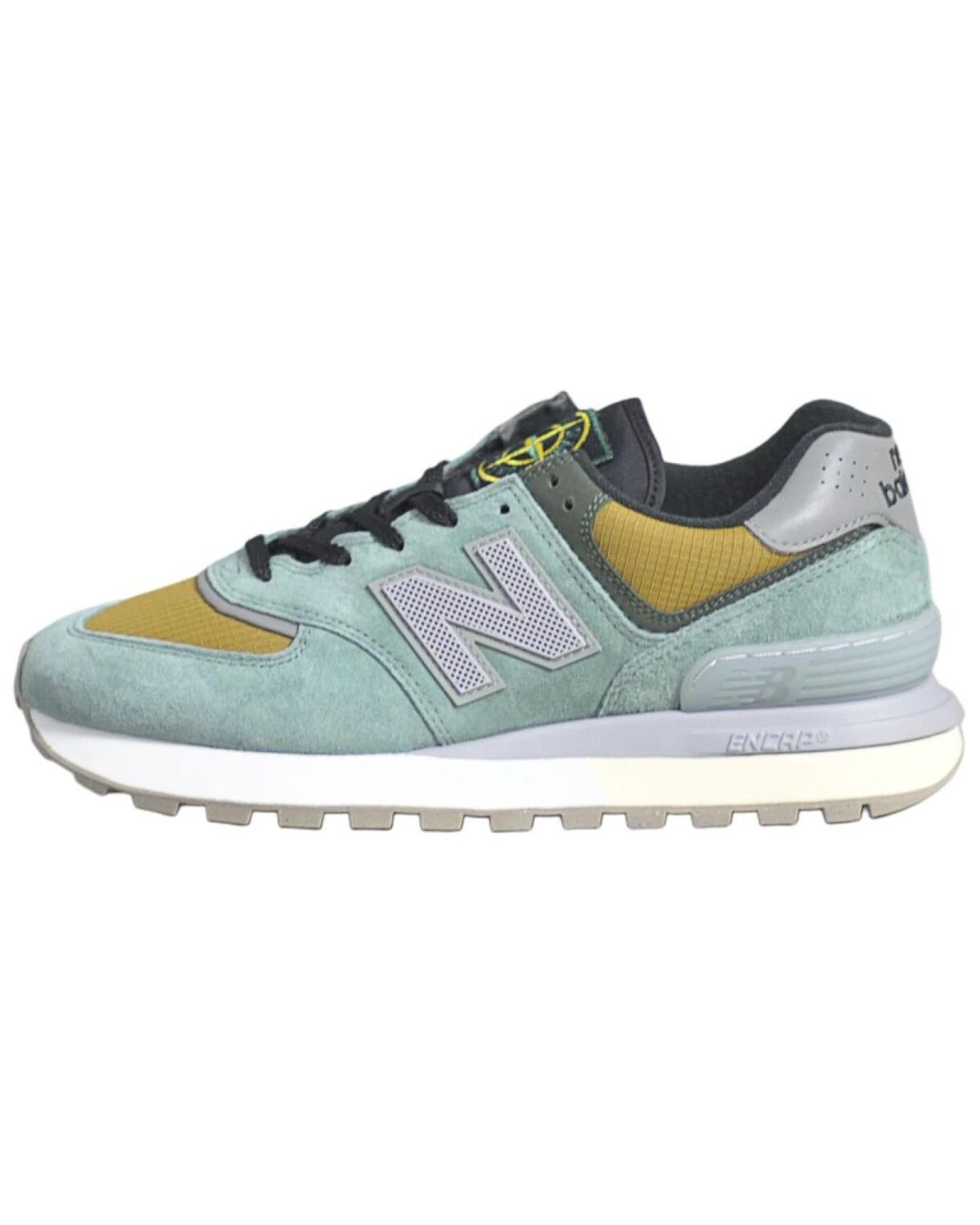 New Balance 574 унисекс кроссовки беговые светло-зеленые с желтыми вставками картинка