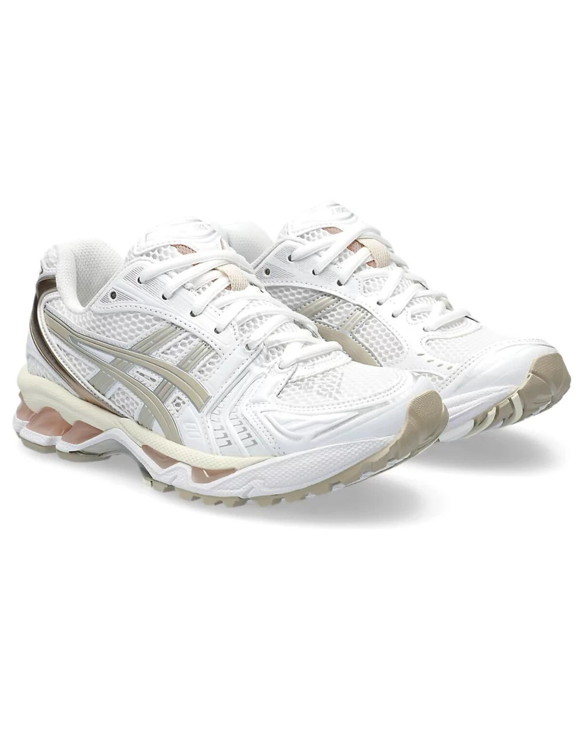 Asics Gel-Kayano 14 женские кроссовки повседневные кожа и сетка бело-коричневые картинка