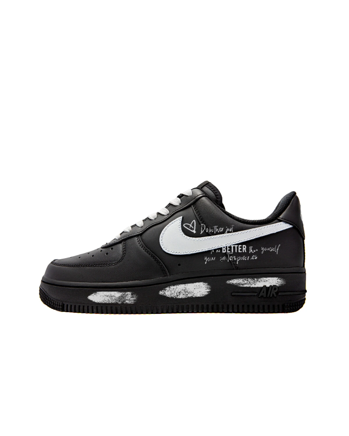 Nike Air Force 1 женские кроссовки нескользящие черно-белые картинка