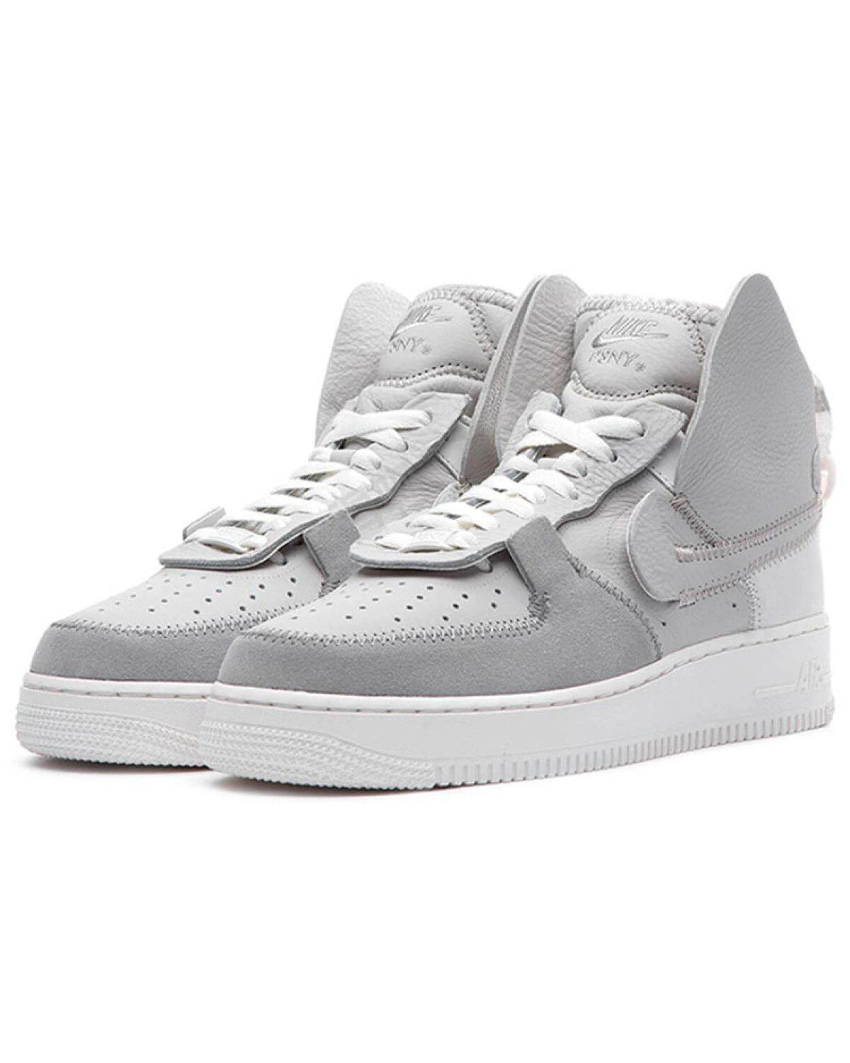 Nike Air Force 1 унисекс кроссовки высокие серые повседневные картинка