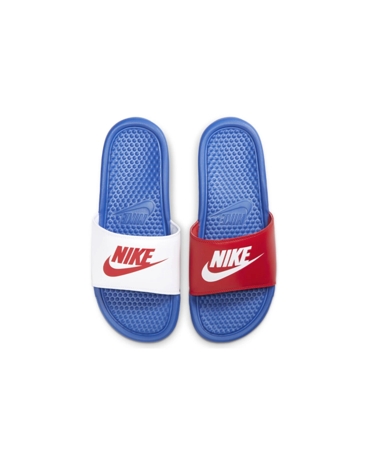 Nike Benassi JDI унисекс слипоны кожаные красно-синие картинка