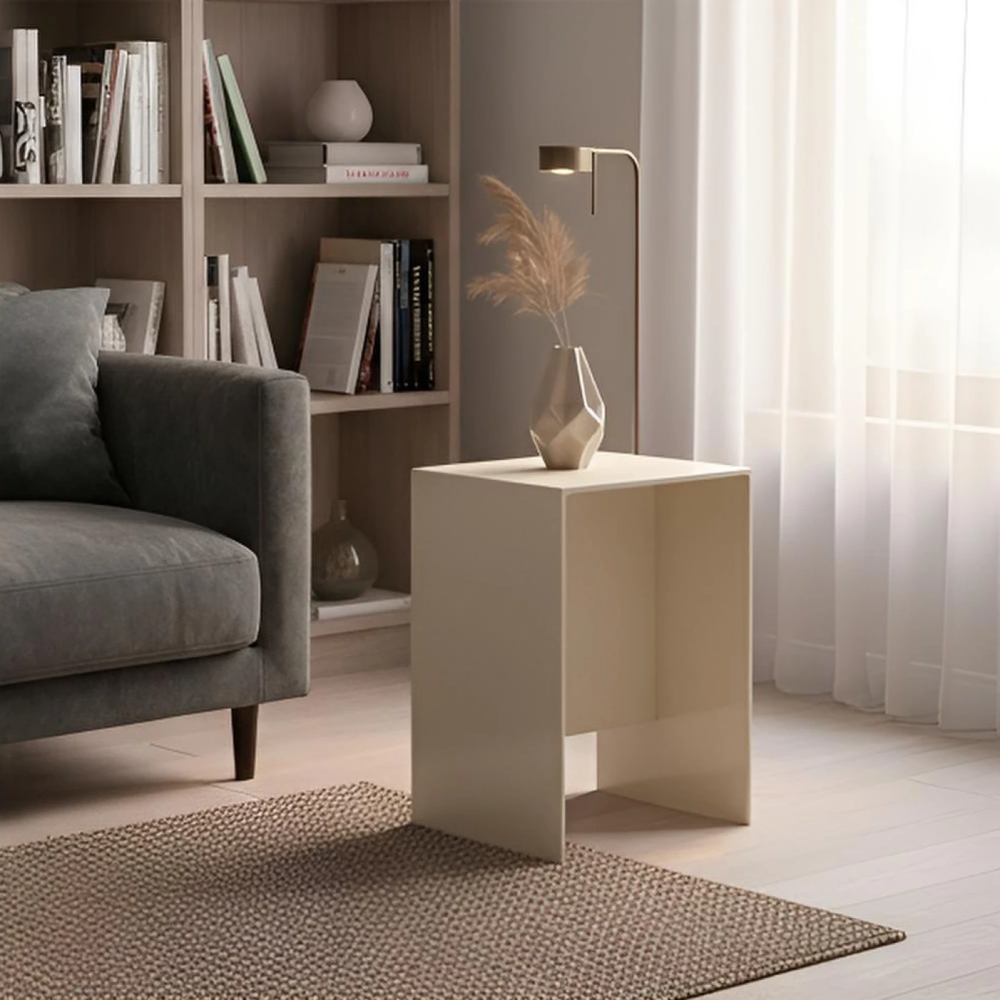 Приставной столик-табурет из акрила (Молочный) картинка