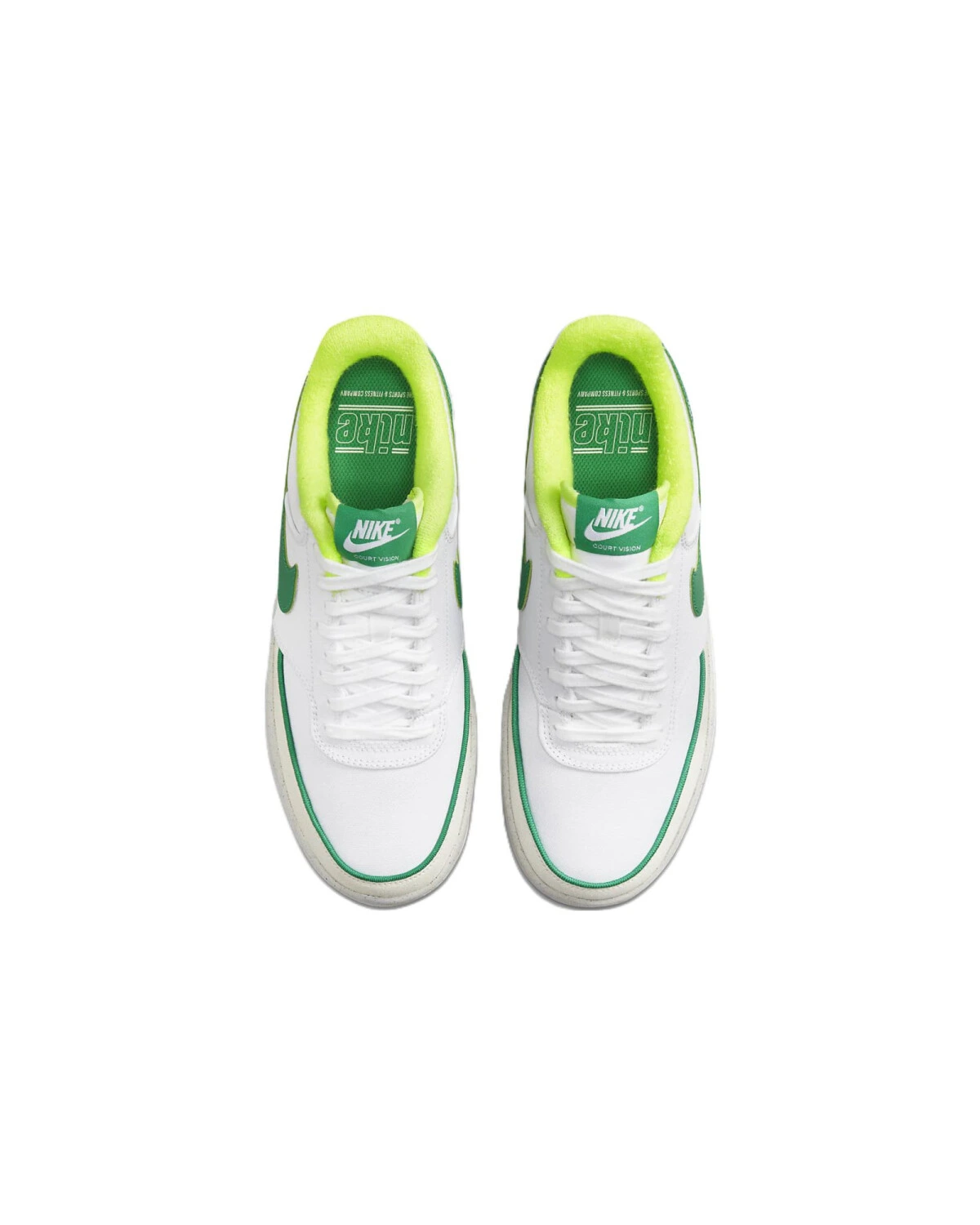 Nike Court Vision 1 женские повседневные кроссовки из ткани бело-зеленые картинка