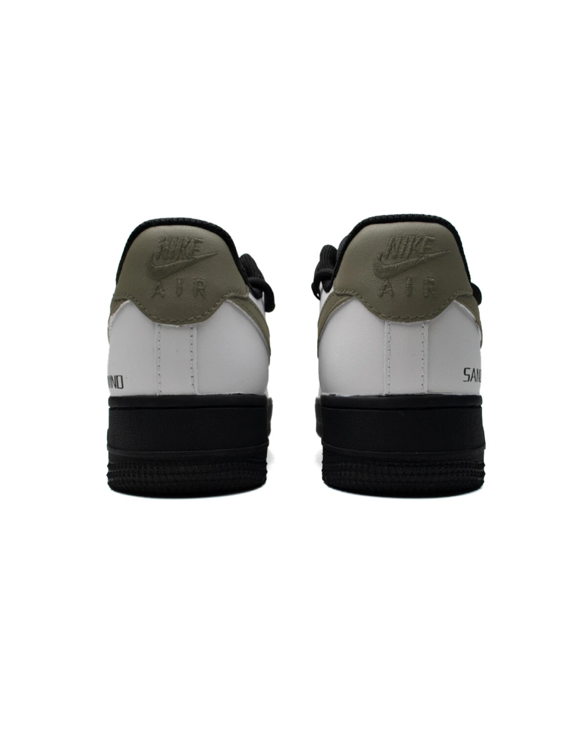 Nike Air Force 1 unisex кроссовки черно-белые с зеленым картинка