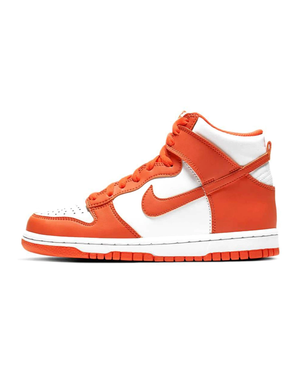 Nike Dunk Orange Blaze детские кроссовки высокие кожаные бело-оранжевые картинка