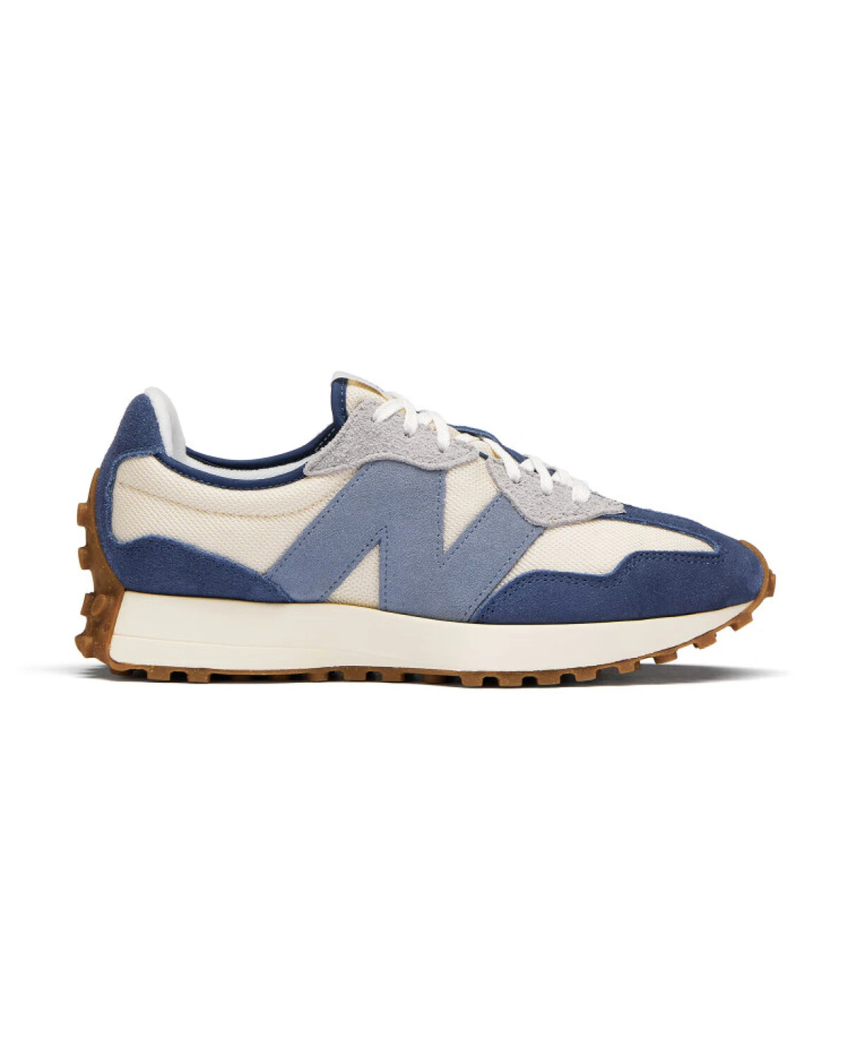 New Balance NB 327 unisex кроссовки для бега сине-белые из ткани и кожи картинка