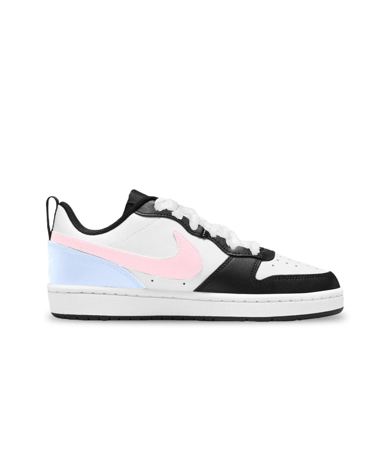 Nike Court Borough 2 детские кроссовки кожаные бело-розово-голубые картинка