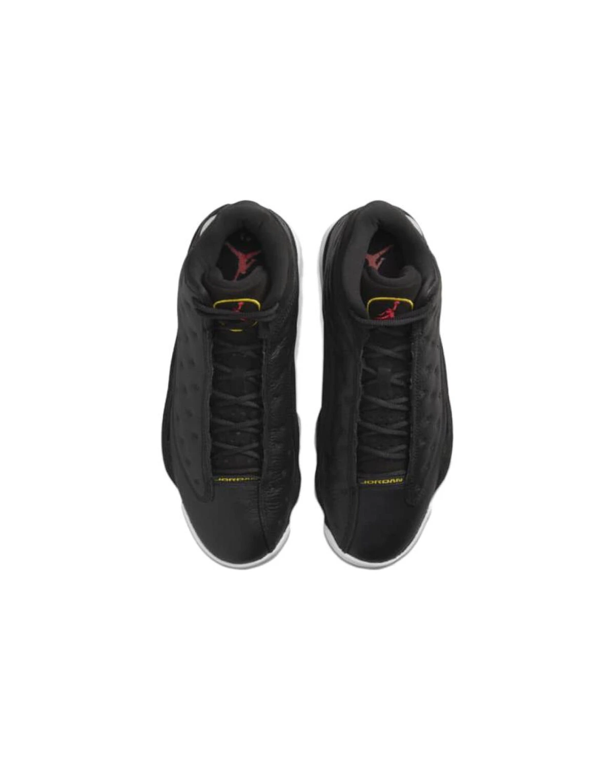 Jordan Air Jordan 13 унисекс кроссовки высокие кожаные чёрные с красными вставками картинка