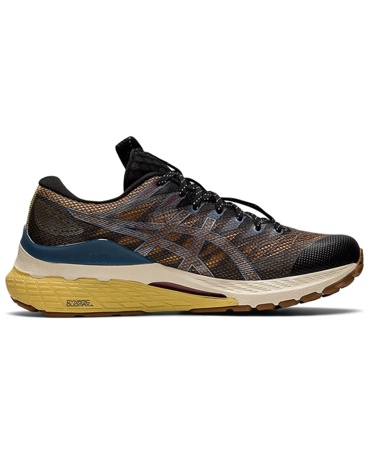 Asics Gel-Kayano 28 женские кроссовки текстильные угольно-чёрные с золотыми вставками картинка