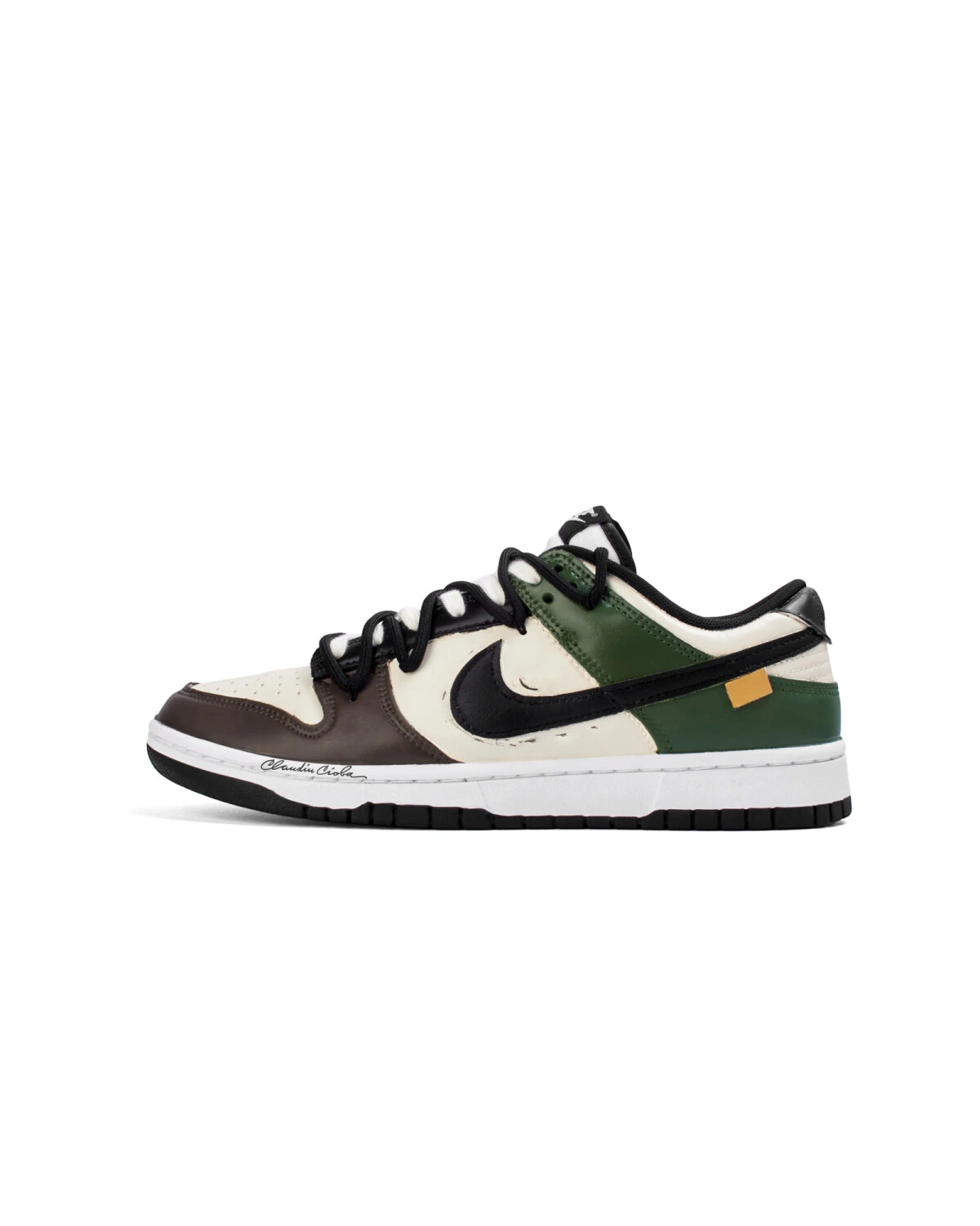 Nike Dunk Black детские кроссовки из натуральной кожи зеленые картинка