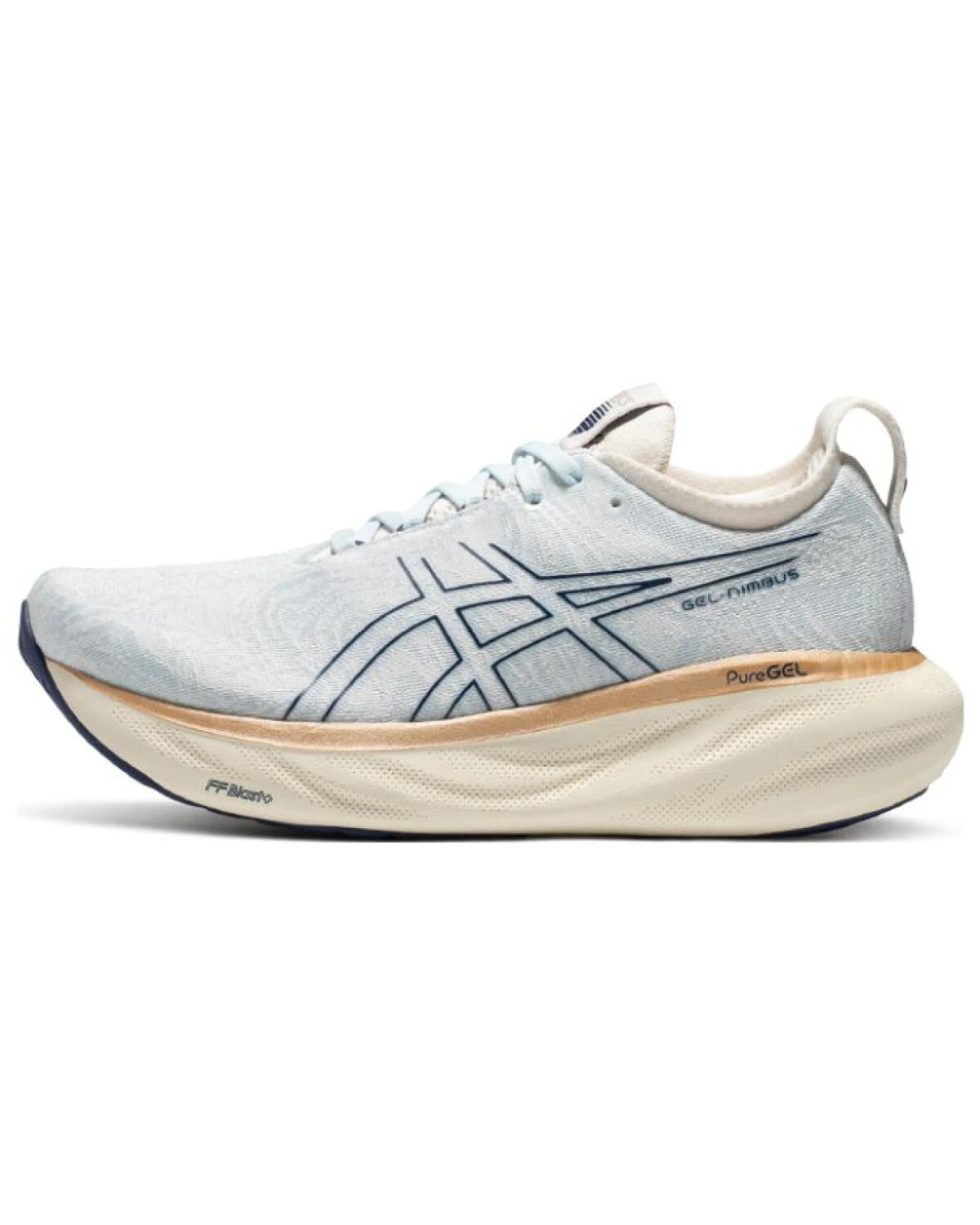 Asics GEL-Nimbus 25 женские спортивные кроссовки мягкие голубо-белые картинка