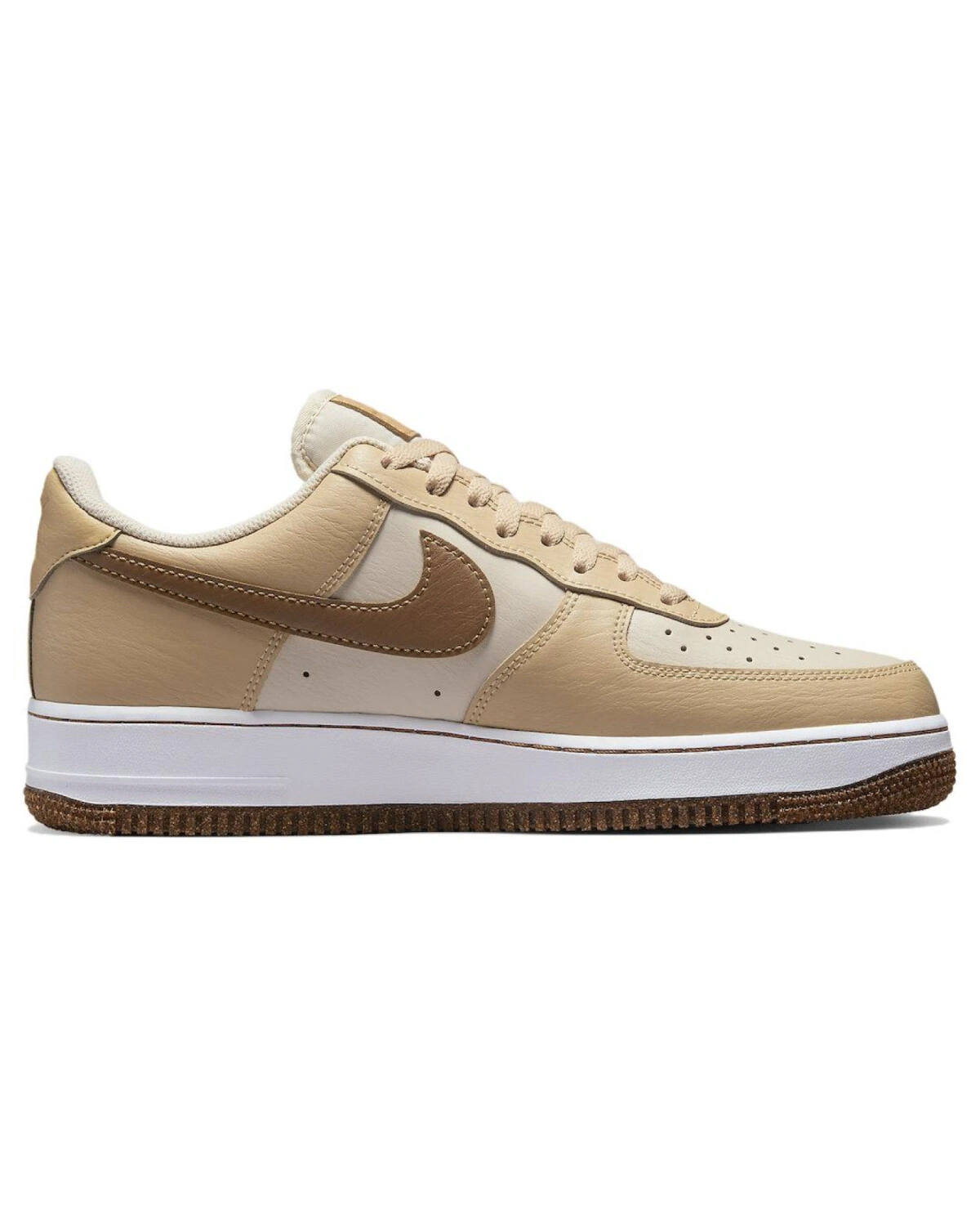 Nike Air Force 1 унисекс кроссовки коричневые с белой подошвой картинка