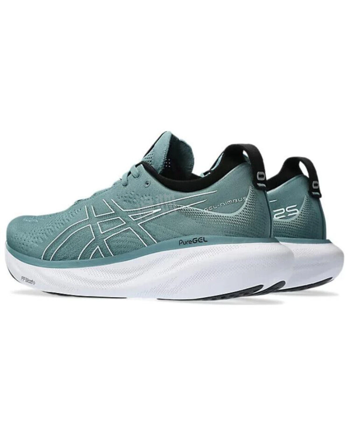 Asics GEL-Nimbus 25 мужские кроссовки для бега легкие зелено-белые картинка