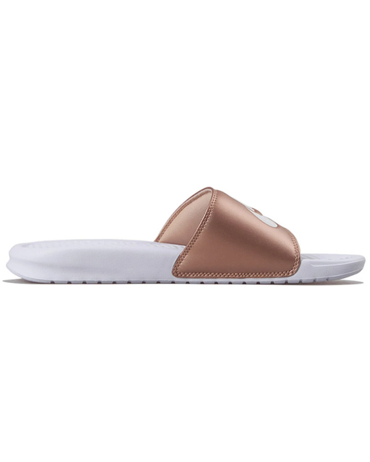 Nike Slip-Ons женские шлепанцы золотисто-белые из синтетической кожи картинка