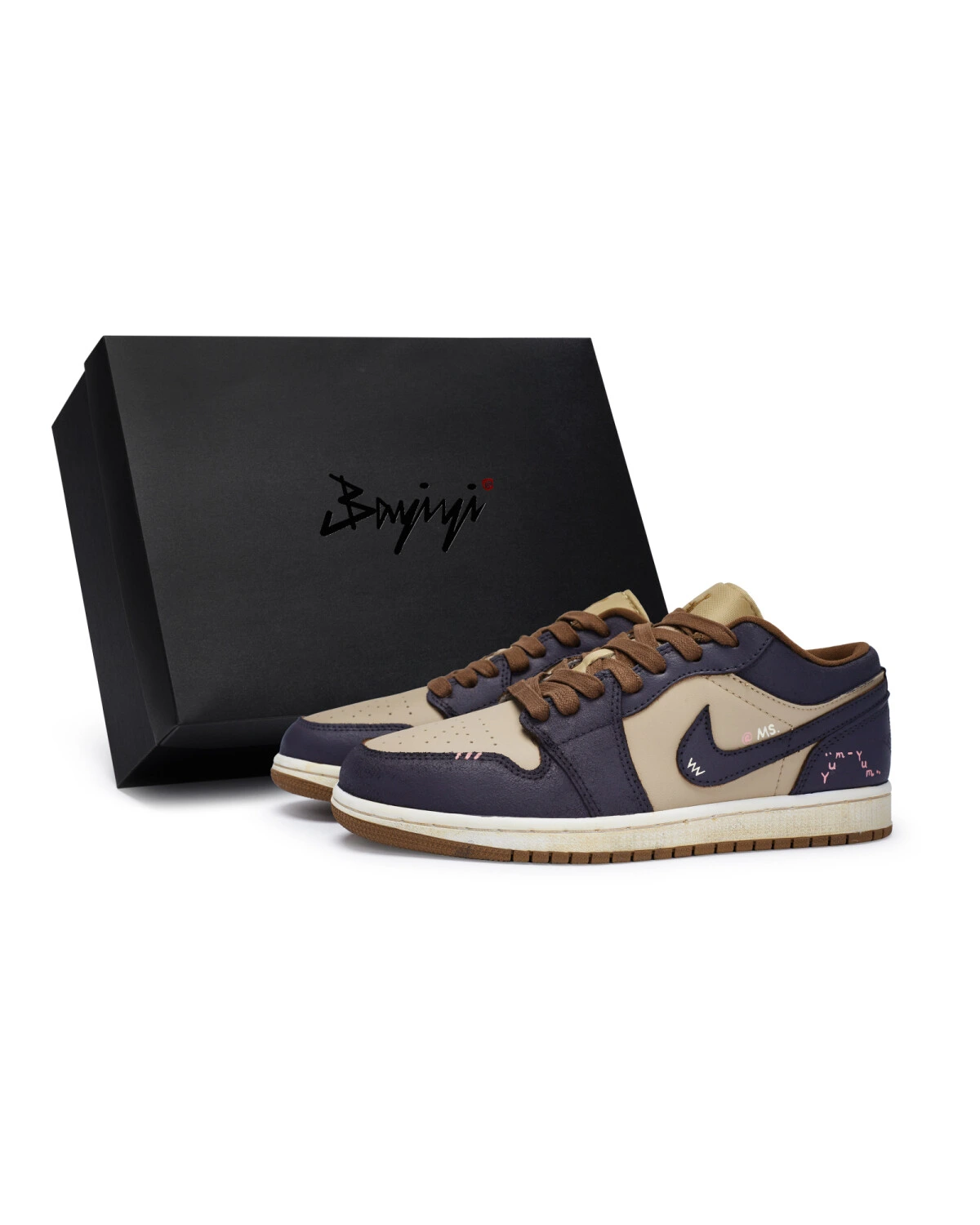Jordan Air Jordan 1 женские кроссовки фиолетово-коричневые осенние картинка