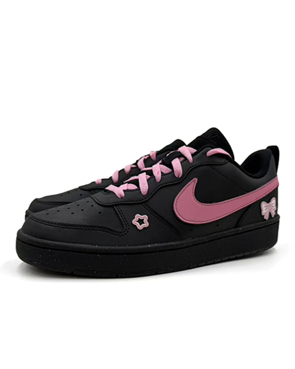 Nike Court Borough детские кроссовки черно-розовые unisex картинка