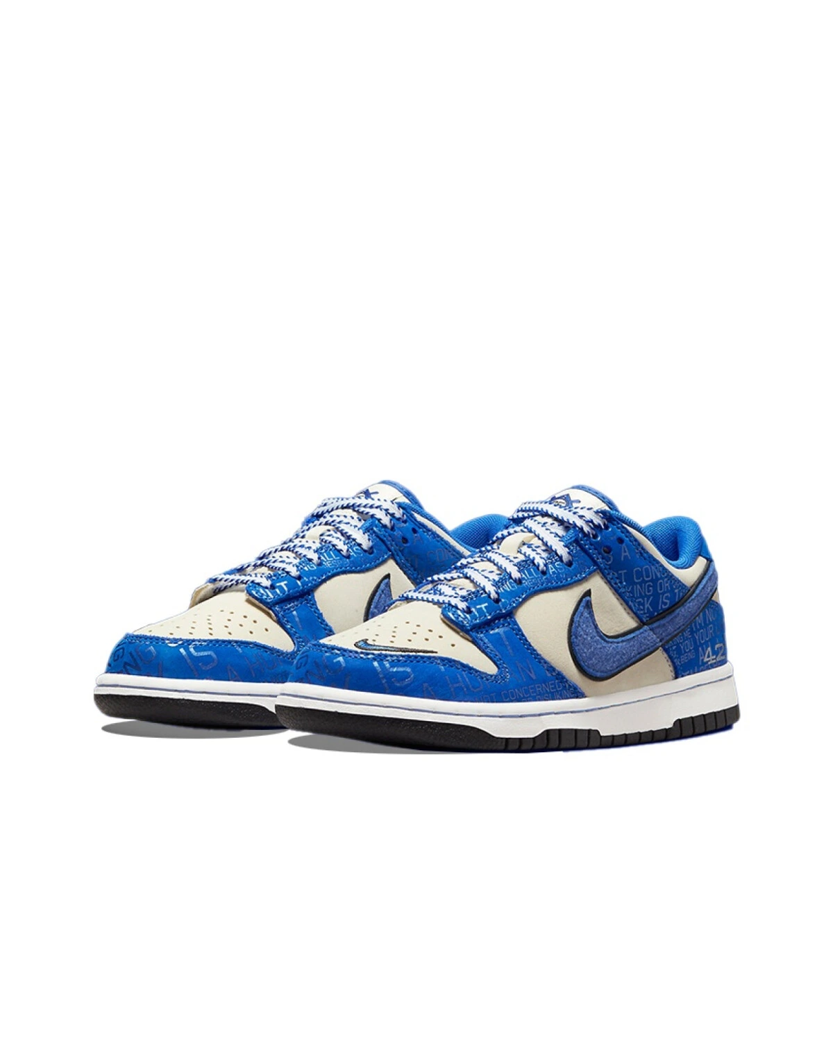 Nike Dunk детские кроссовки синие из кожи и замши картинка