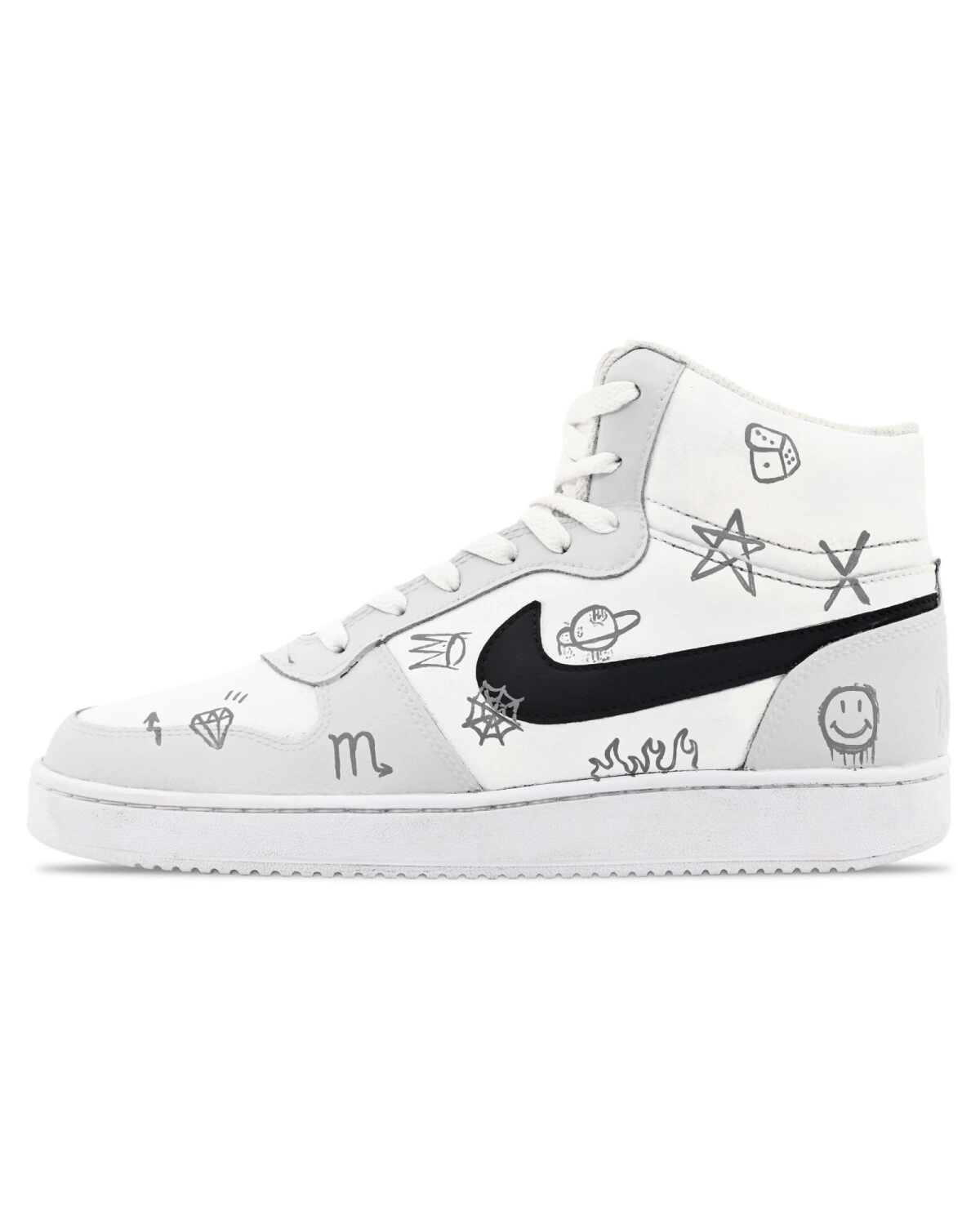 Nike EBERNON унисекс кроссовки средней высоты серые с ручной росписью картинка