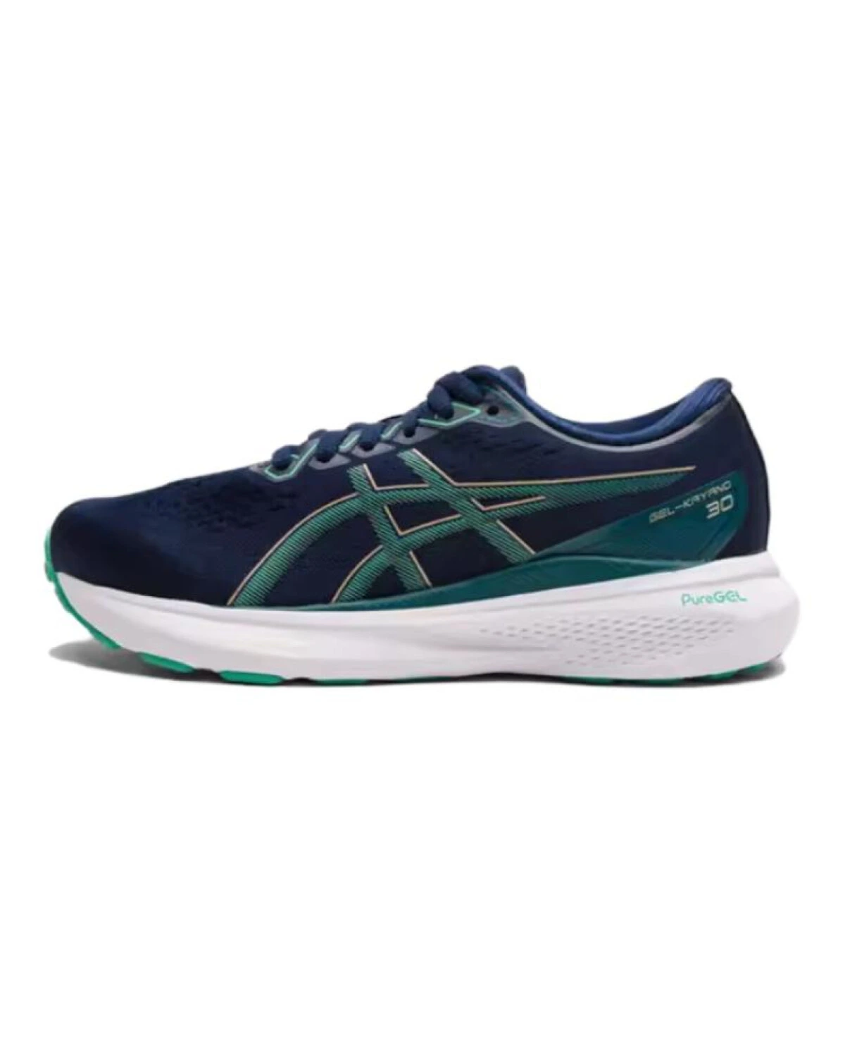 Asics Gel-Kayano 30 детские кроссовки для бега сине-зеленые картинка