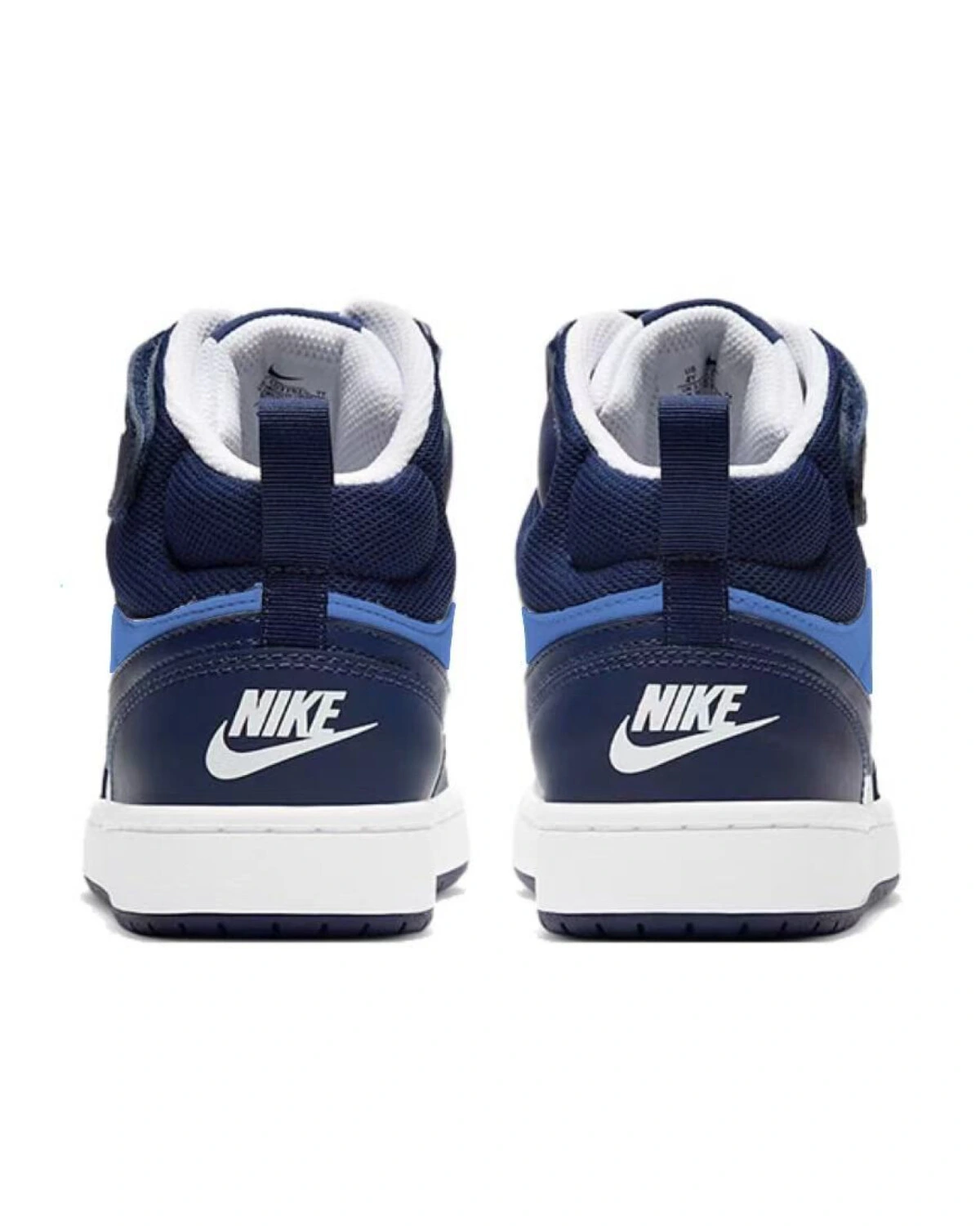 Nike Court Borough детские кроссовки высокие синие с липучкой картинка