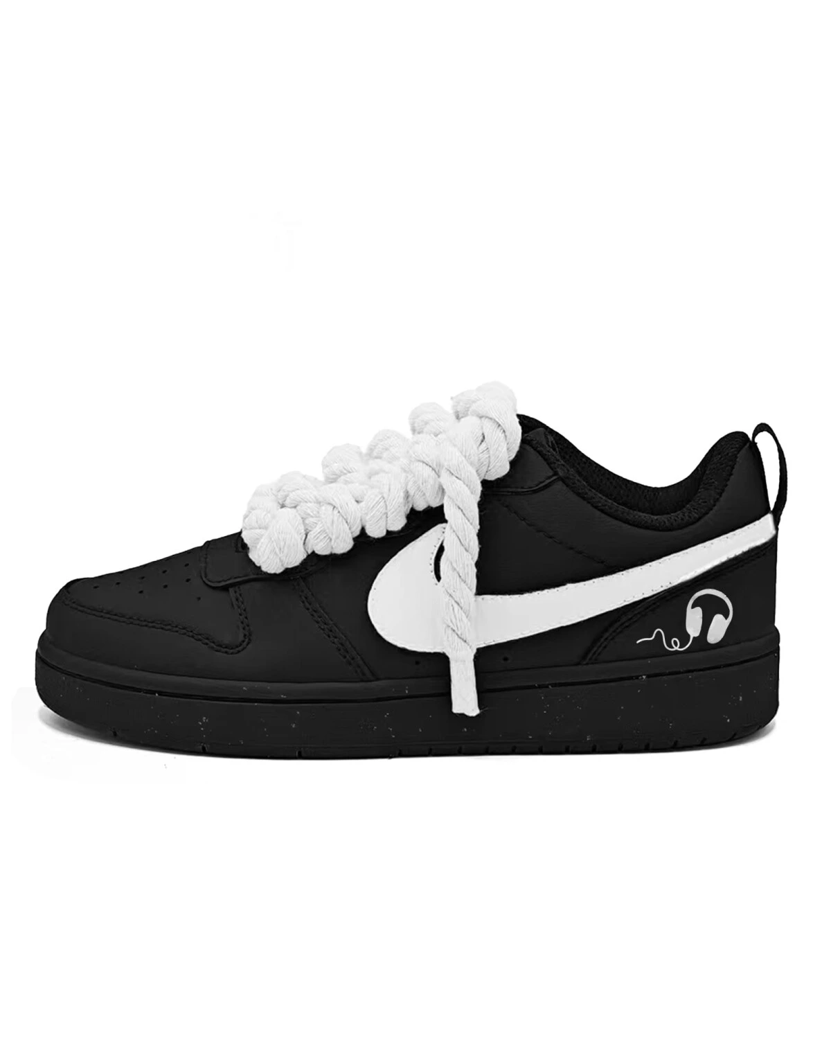 Nike Court Borough детские кеды из кожи черно-белые картинка