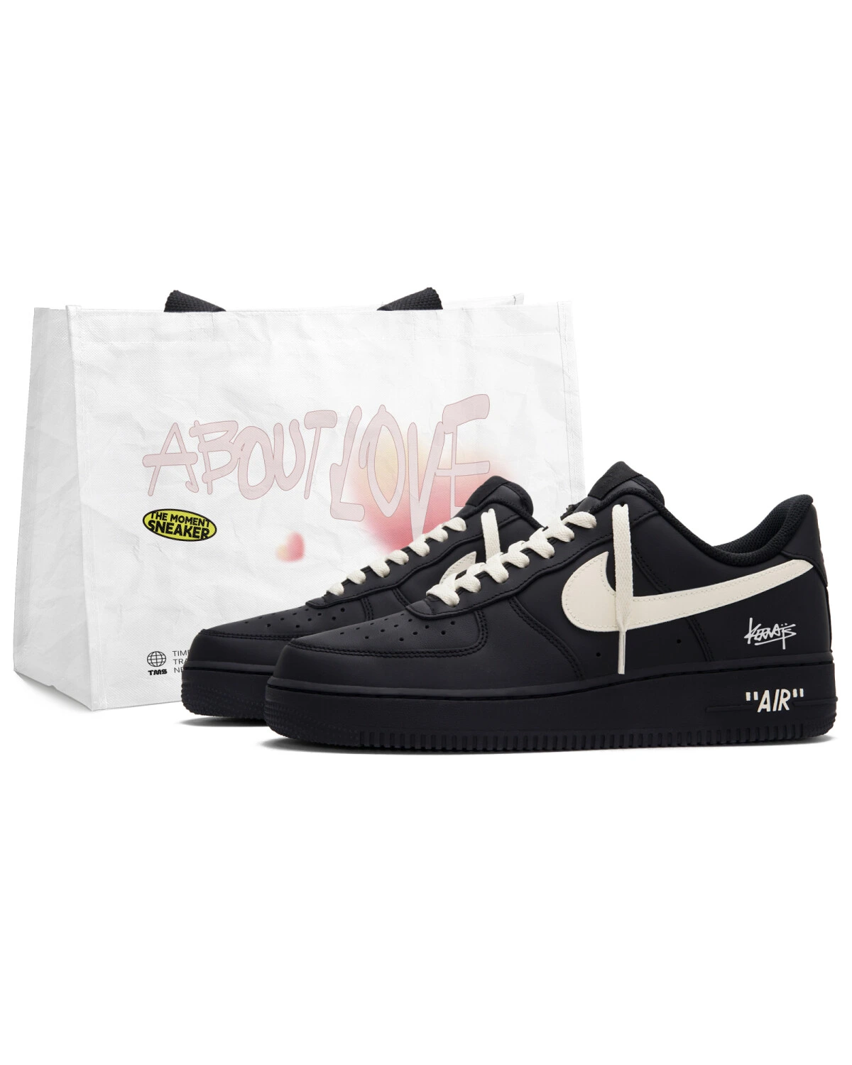 Nike Air Force 1 Vanilla Latte unisex черно-белые кроссовки картинка