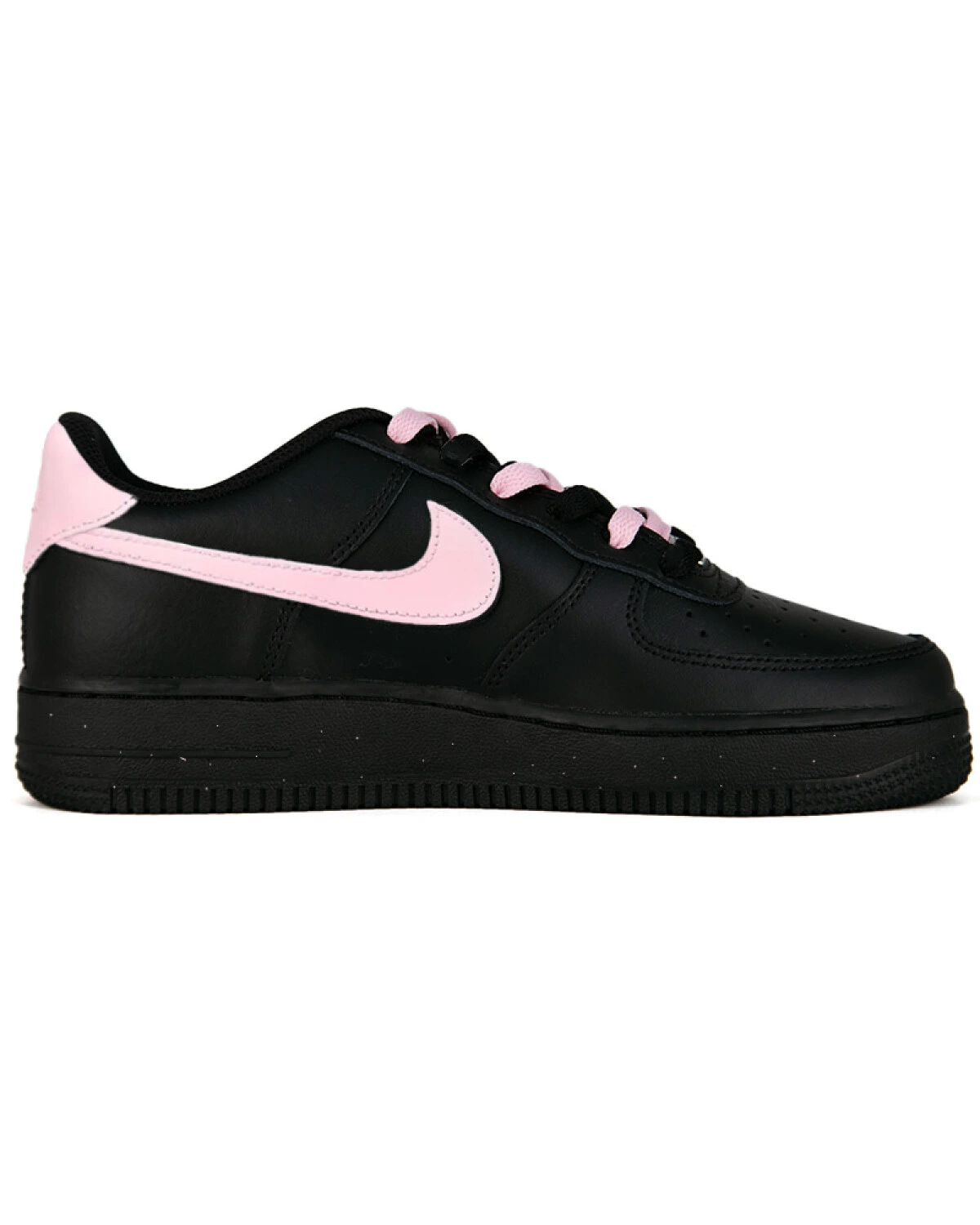 Nike Air Force 1 unisex кроссовки черные с розовыми деталями картинка
