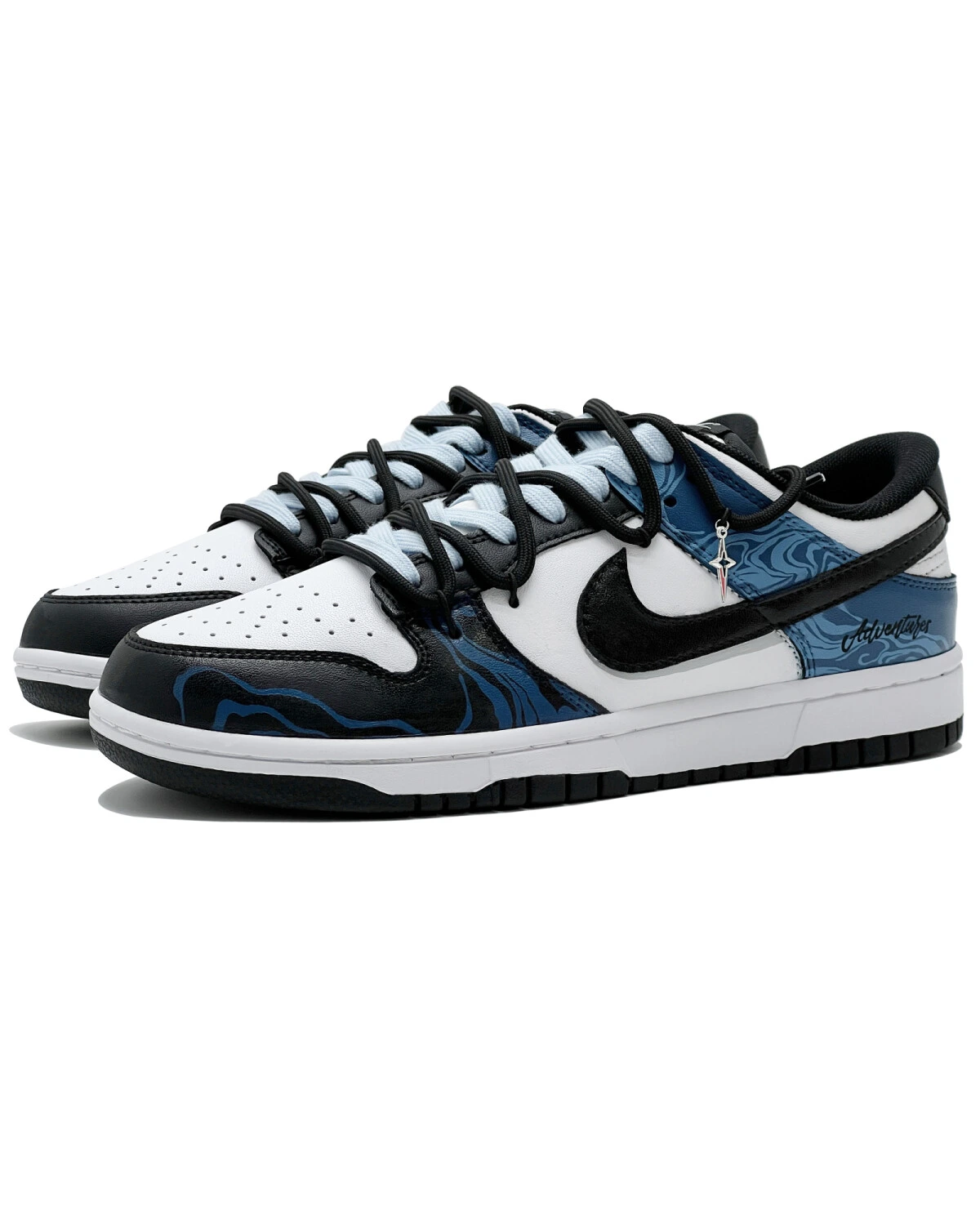 Nike Dunk unisex кроссовки с ручной росписью черно-синие картинка