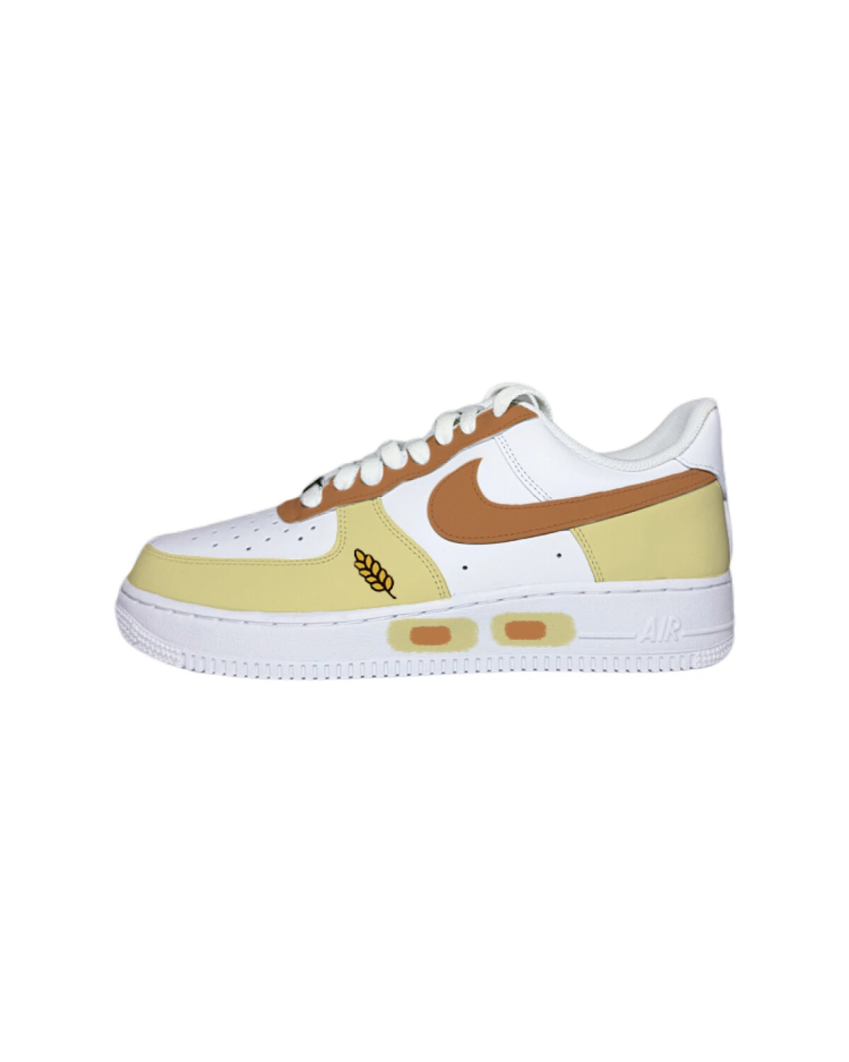 Nike Air Force 1 женские кроссовки бело-желто-коричневые картинка