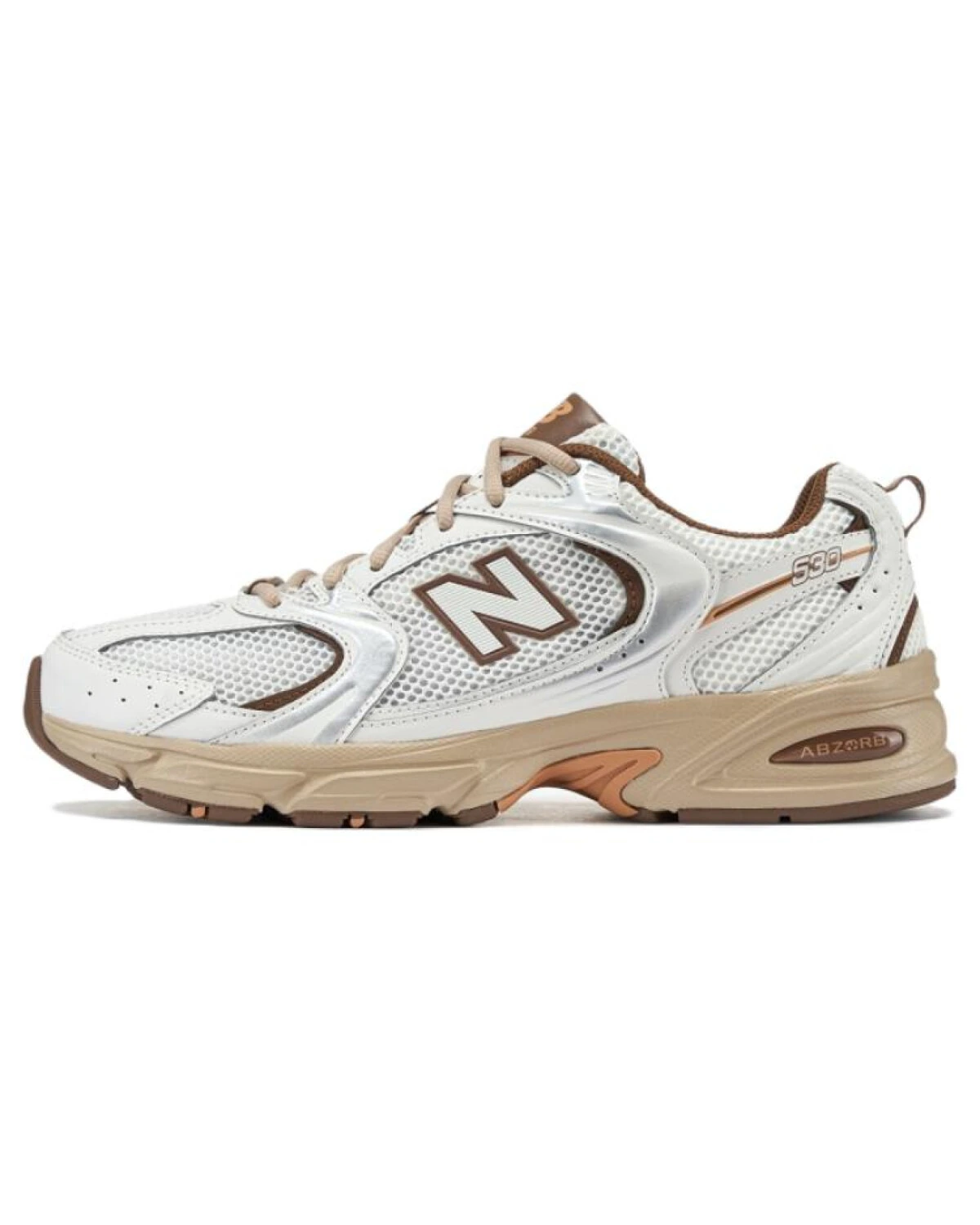 New Balance 530 unisex кроссовки повседневные с амортизацией бело-коричневые картинка
