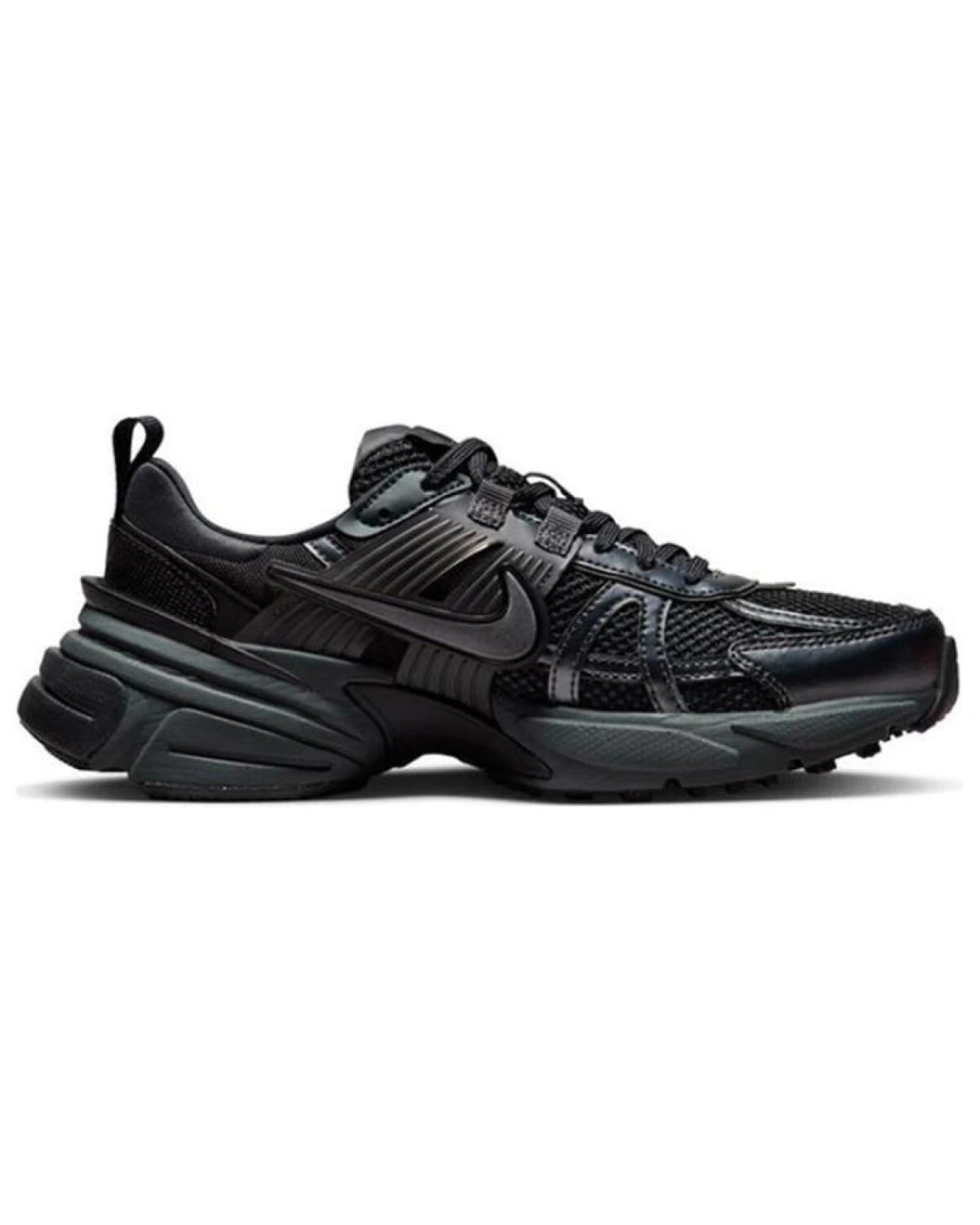 Nike V2K Run унисекс кроссовки черные на шнуровке с платформой картинка
