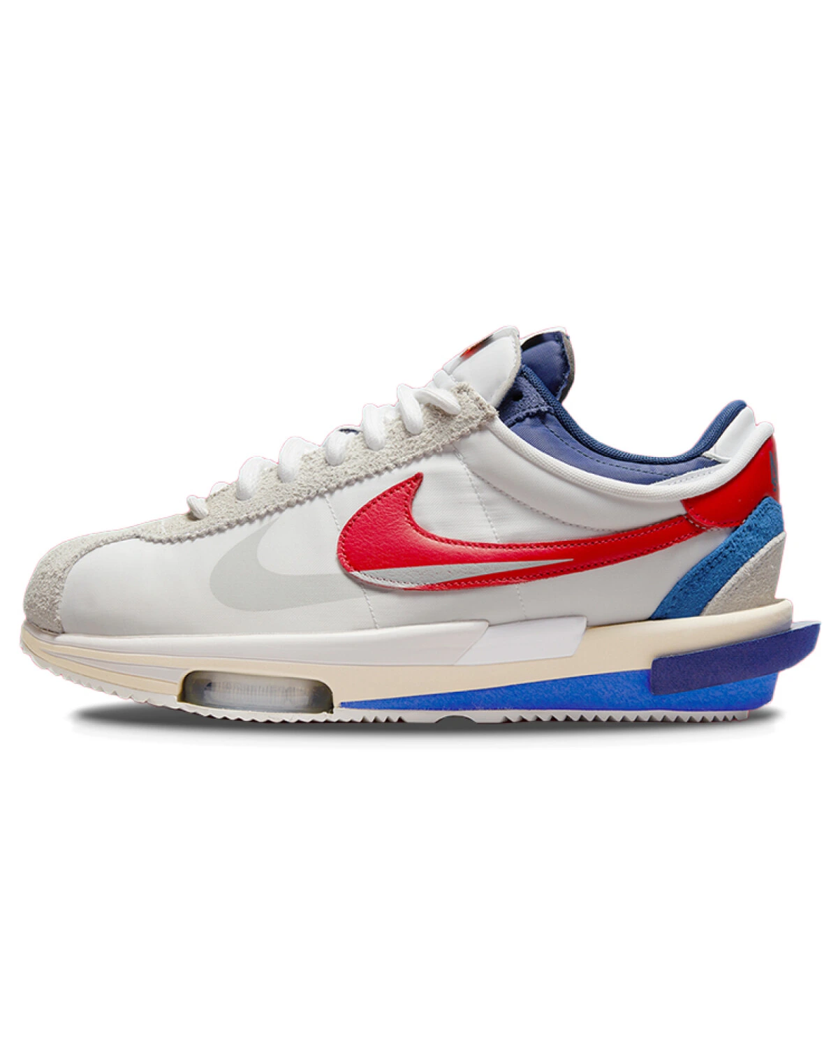 Sacai x Nike Zoom Cortez унисекс повседневные кроссовки бело-красно-синие картинка