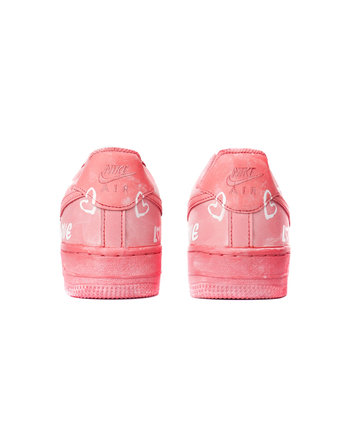 Nike Air Force 1 унисекс кроссовки розово-белые с принтом сердечек картинка