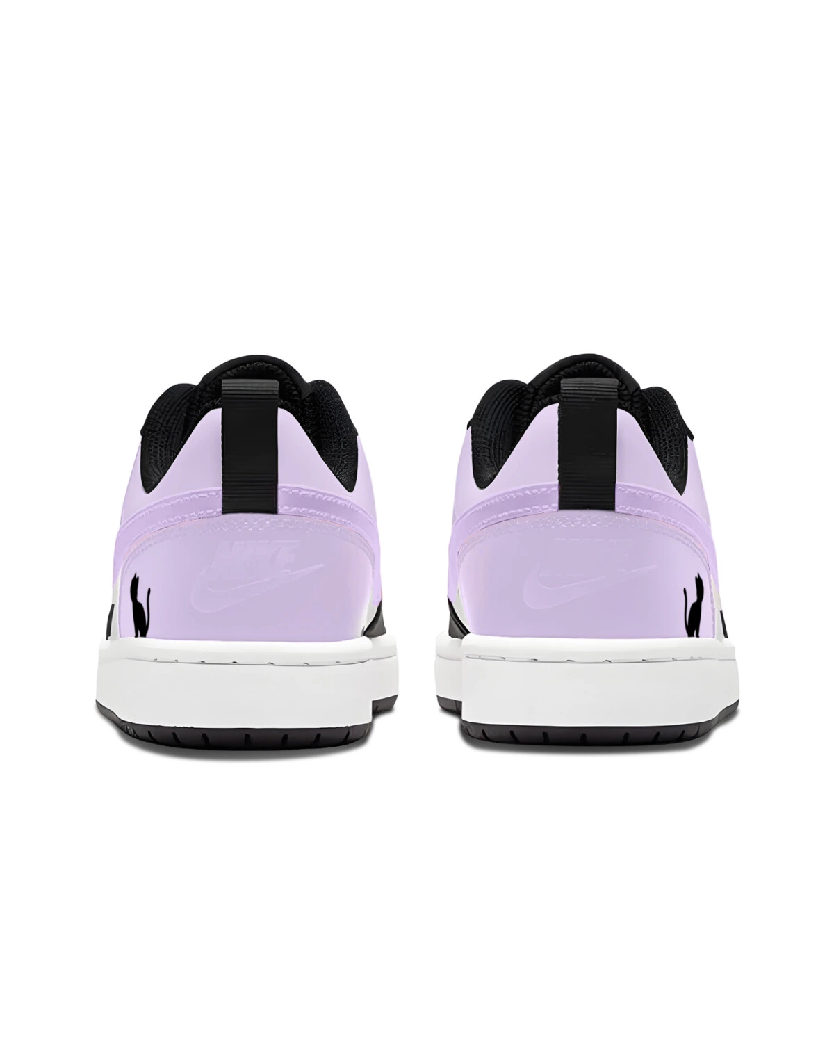 Nike Court Borough Low 2 детские кроссовки кожаные черно-фиолетовые картинка