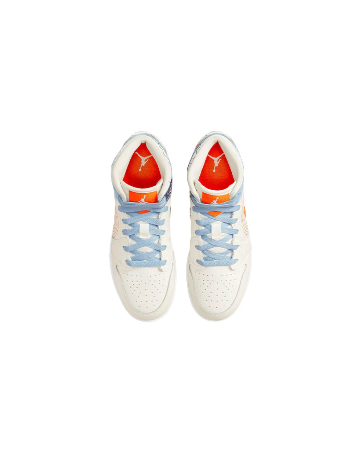 Jordan Air Jordan 1 Mid SE "Stitch" детские баскетбольные кроссовки бело-оранжевые картинка