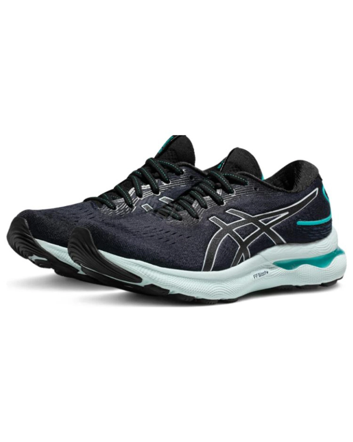 Asics Gel-Nimbus 24 женские спортивные кроссовки чёрно-синие с амортизацией картинка