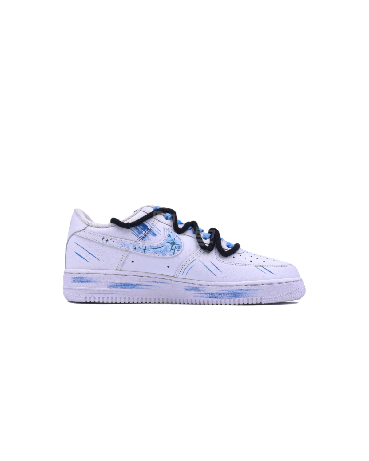 Nike Air Force 1 Unisex кроссовки с ручной росписью сине-белые картинка