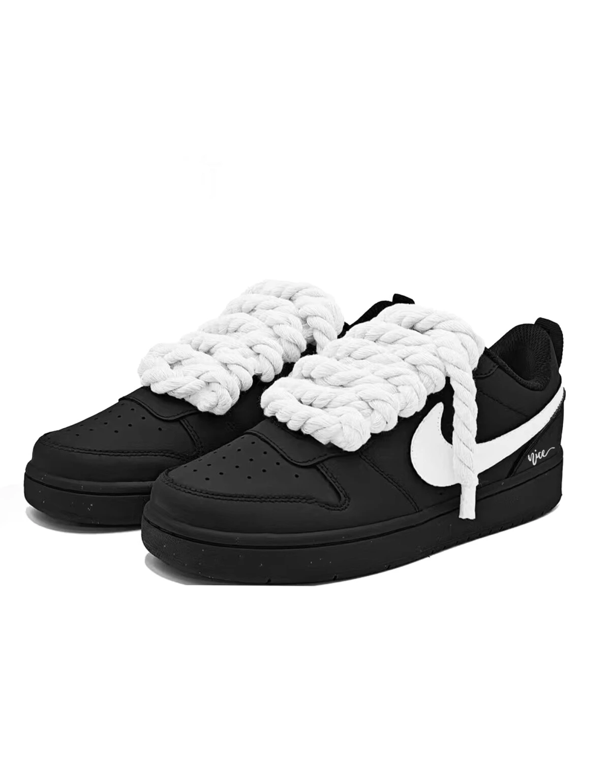 Nike Court Borough детские кеды черно-белые из натуральной кожи картинка