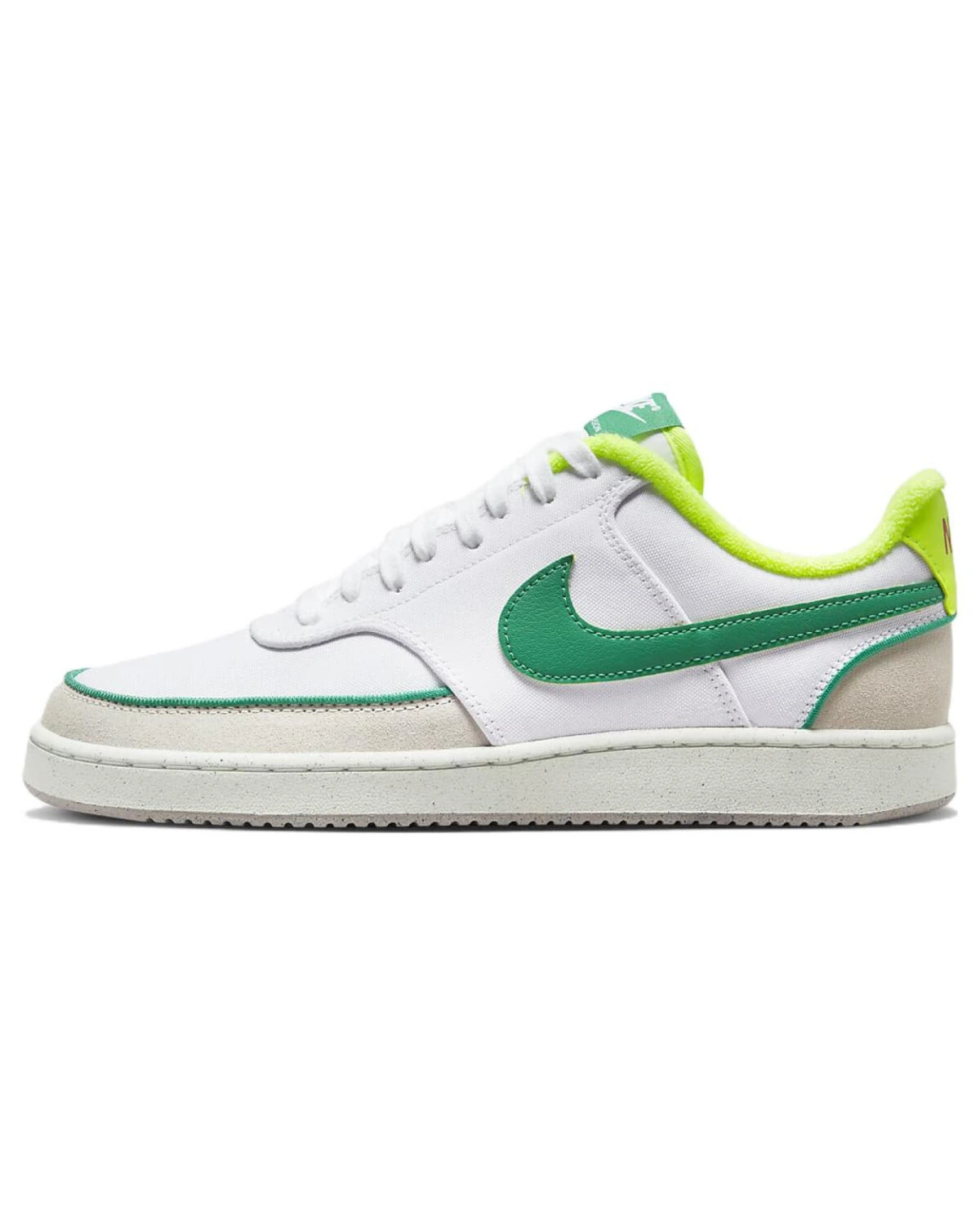 Nike Court Vision 1 женские повседневные кроссовки из ткани бело-зеленые картинка