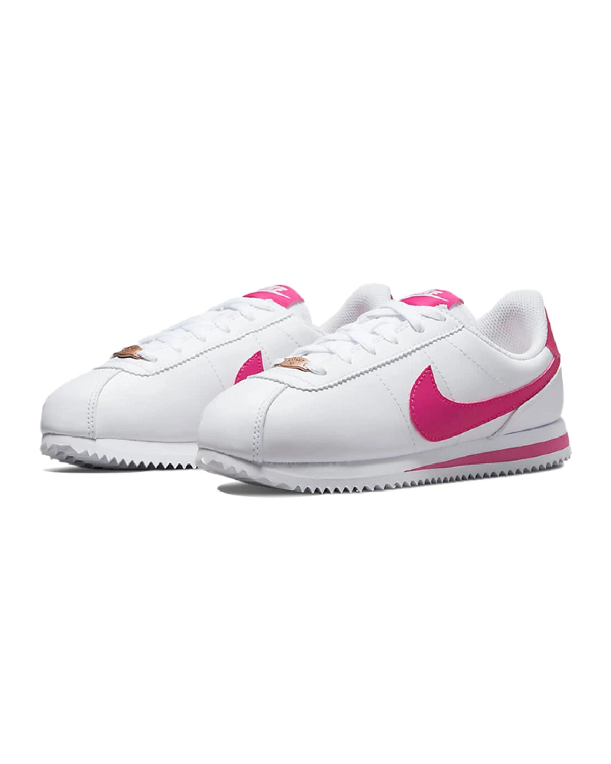 Nike Cortez Basic SL детские кроссовки белые с розовыми вставками картинка
