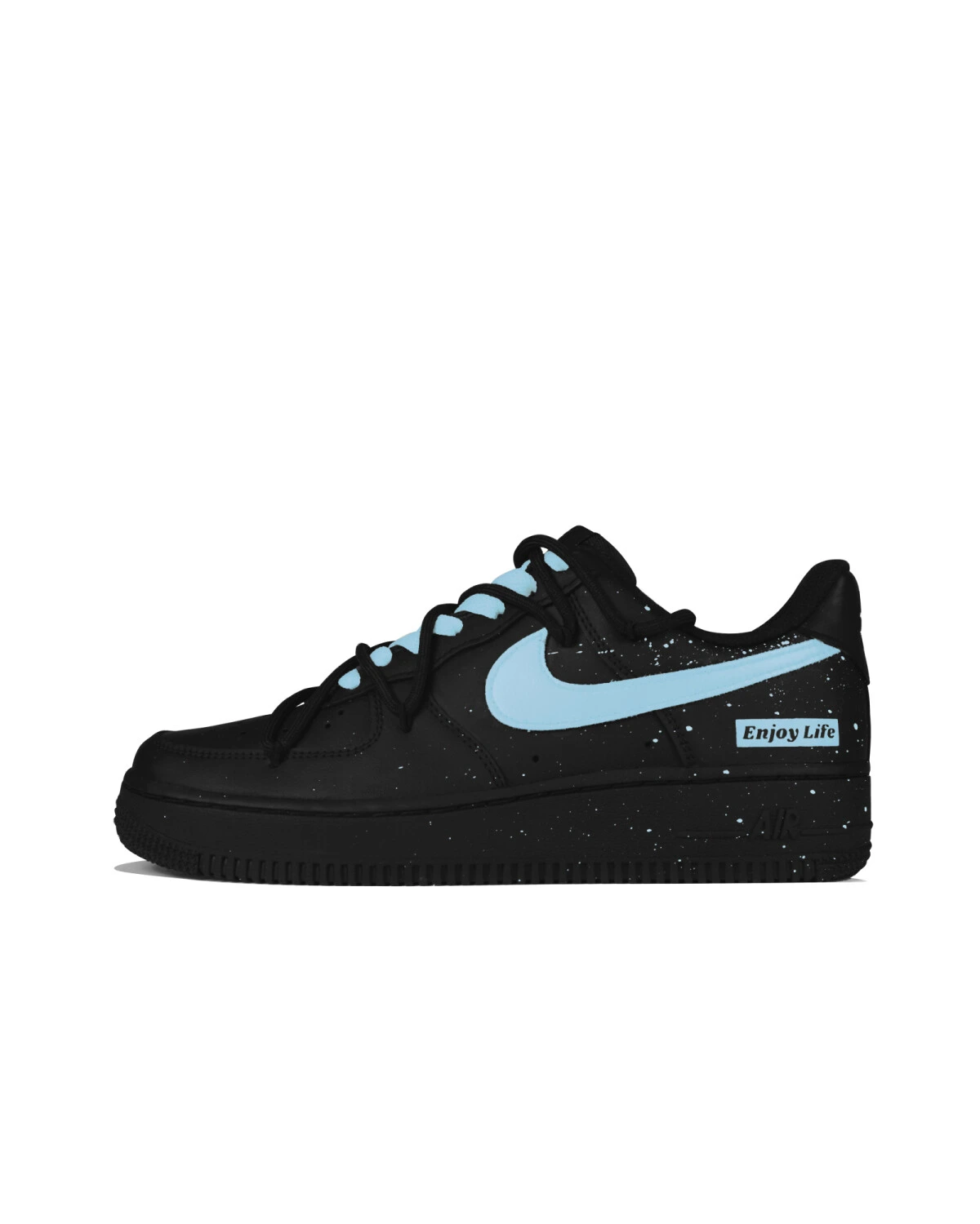 Nike Air Force 1 unisex кроссовки чёрно-синие картинка