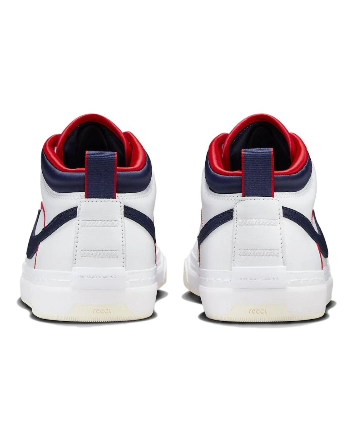 Nike SB React Leo PRM "Midnight Navy" кроссовки белые с синим и красным картинка
