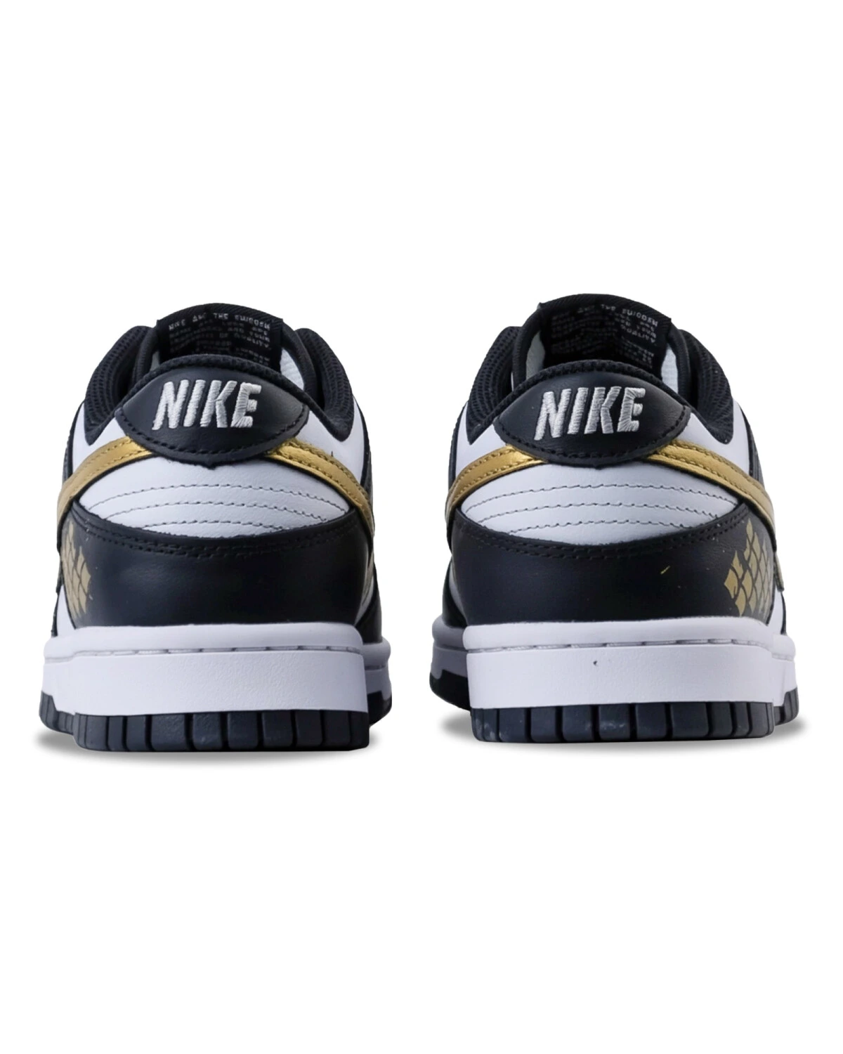 Nike Dunk женские кроссовки черно-золотые кожаные с текстурным принтом картинка