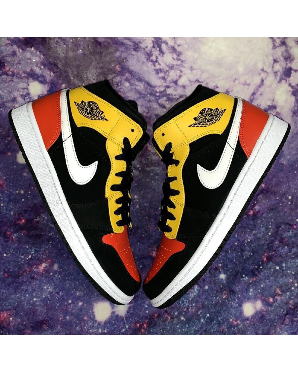 Jordan Air Jordan 1 детские кроссовки MID черно-красно-желтые картинка