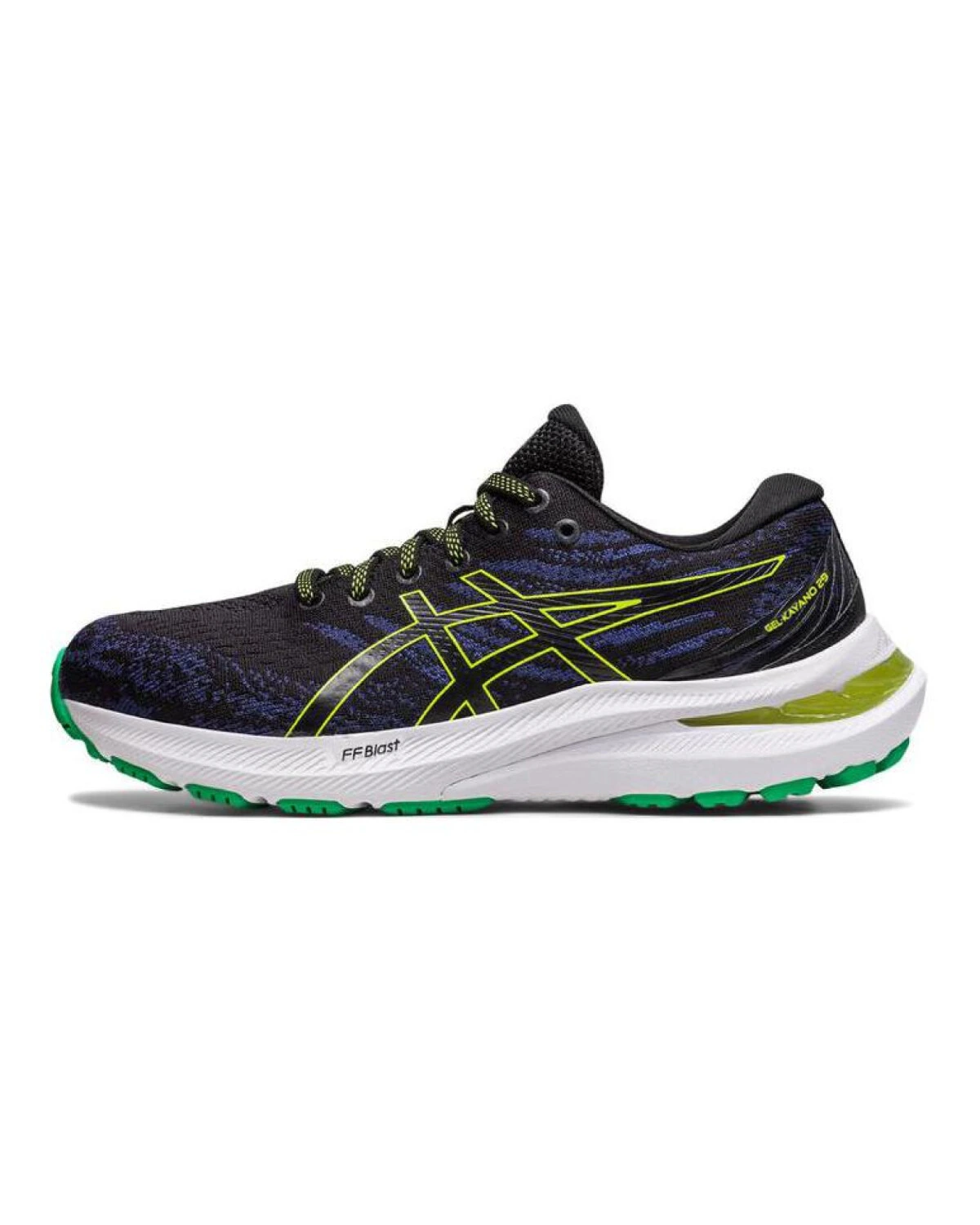 Asics GEL-KAYANO 29 детские кроссовки для бега с амортизацией и дышащие черно-зеленые картинка