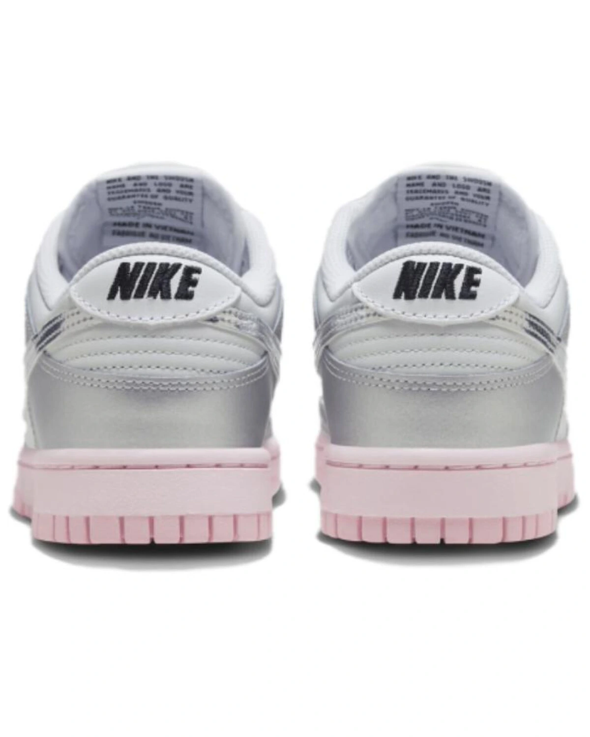 Nike Dunk женские кроссовки серебряные с розовой подошвой картинка